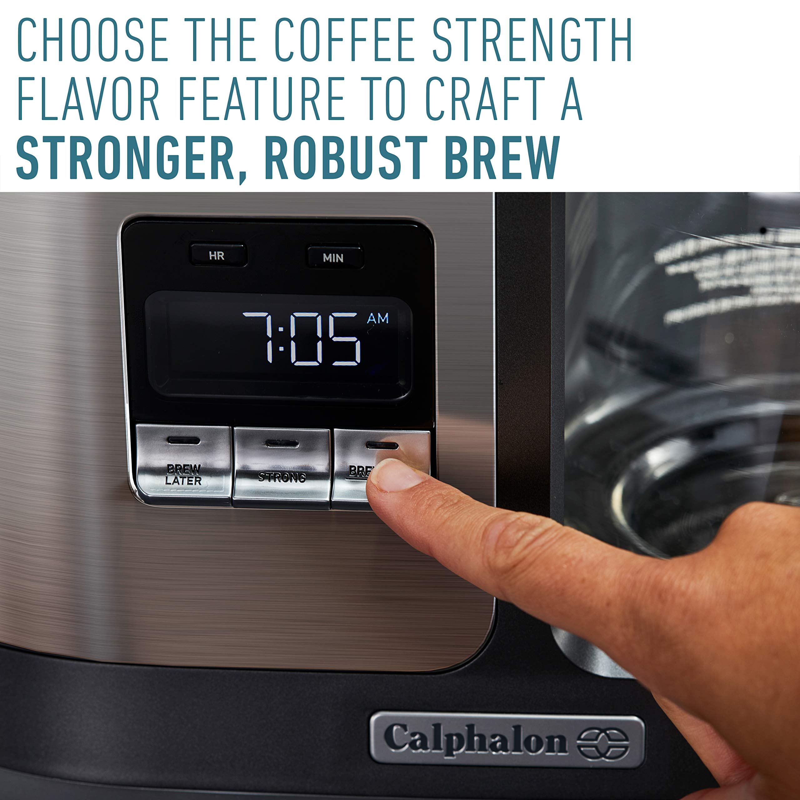 Calphalon BVCLDCG1 Perfect-Brew 10-Cup Coffee Maker, Dark Stainless Steel - Fast Brewing Programmable Drip Coffee Machine for Home & Office Use