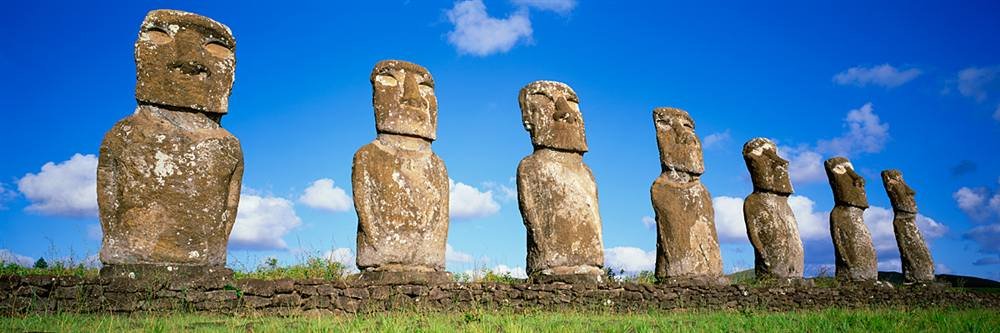 Peel & Stick Wall Mural - Easter Island Stone Heads Chile Design (36x12 Inches) | Self-Adhesive Removable Wallpaper for Living Room, Bedroom, Office Decor