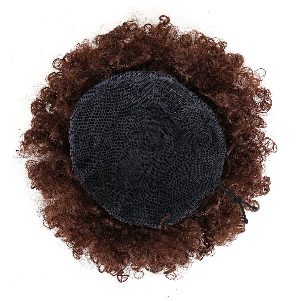 High Puff Afro Ponytail Hair Extension - Short Kinky Curly Synthetic Clip-in Ponytail with Drawstring | Fiber Puff Wrap Updo for Black Women | Perfect for Parties, Weddings & Everyday Wear (Light Brown)