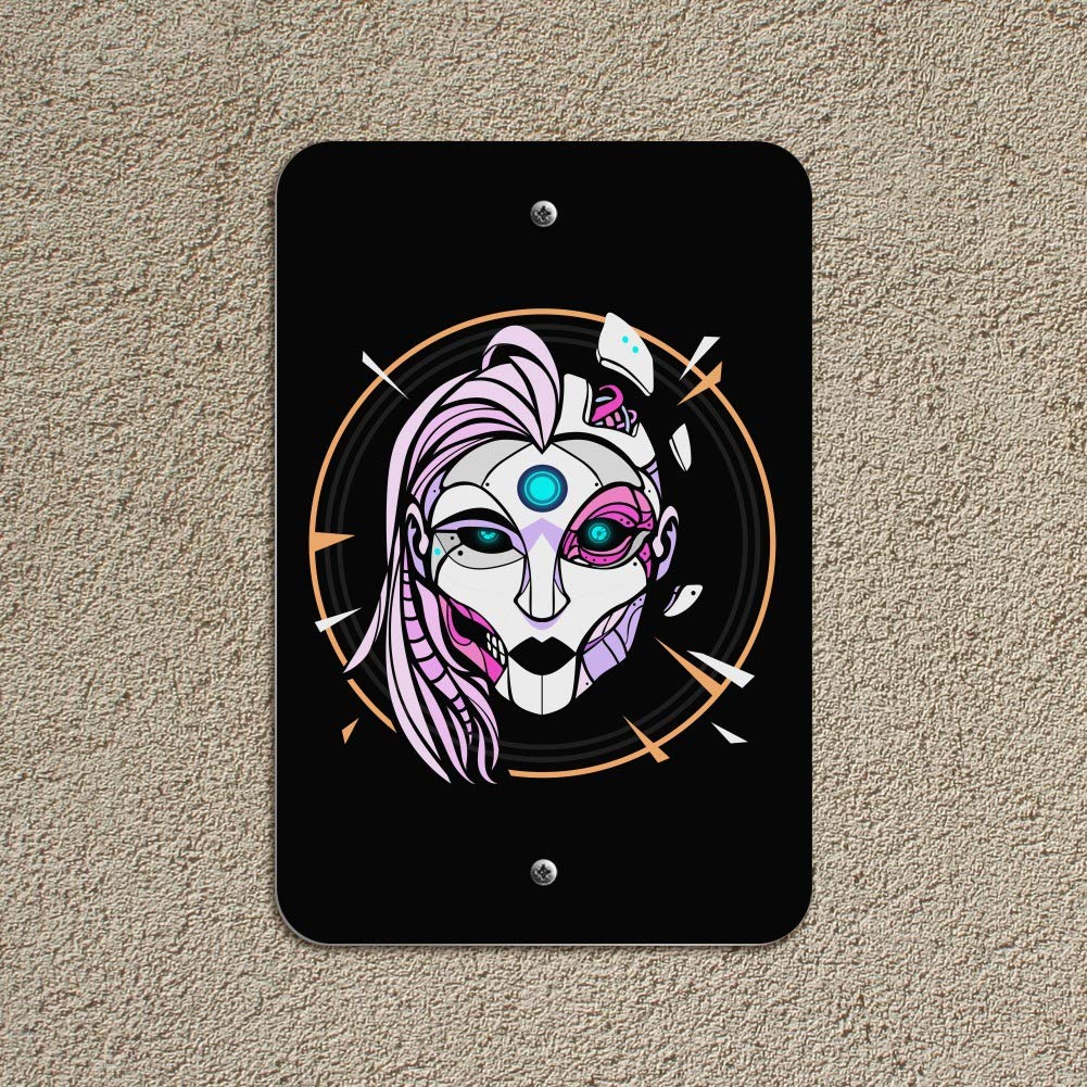 Cyborg Android Robot Science Woman Face Wall Art - Unique Home & Office Decor for Sci-Fi Fans | Perfect for Living Room, Bedroom, or Workspace