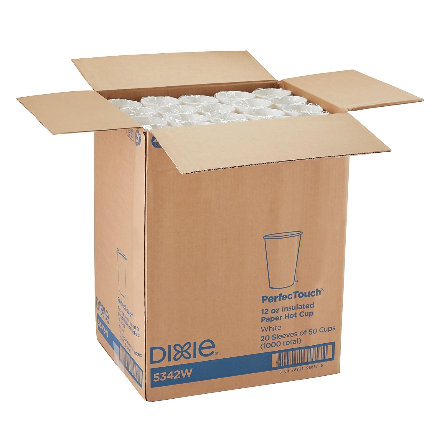 GP PRO Dixie PerfecTouch 12 oz White Disposable Paper Coffee Cups - 1000 Count (50 Cups/Pack, 20 Packs/Case) - Ideal for Offices, Cafes, Catering & Home Use