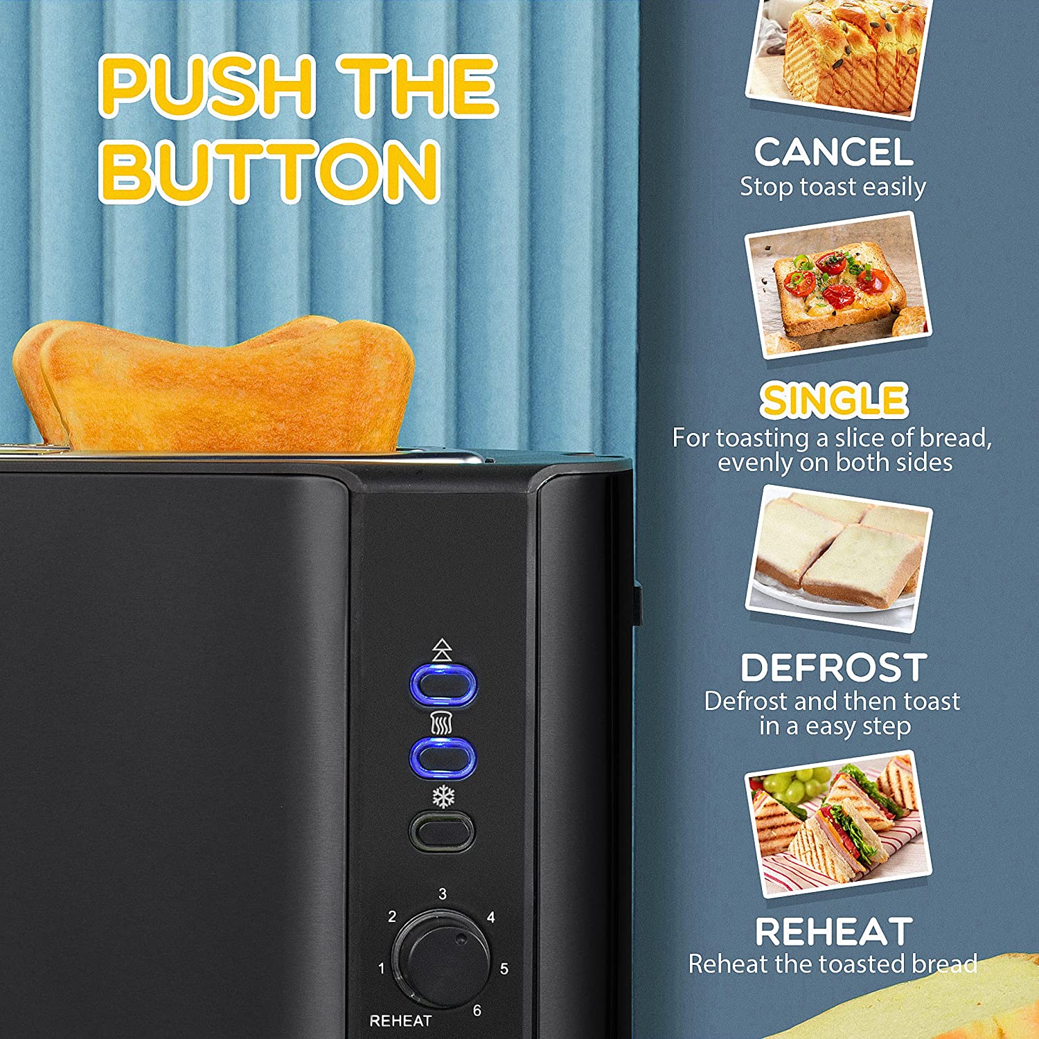 4-Slice Stainless Steel Toaster with Extra Wide 10