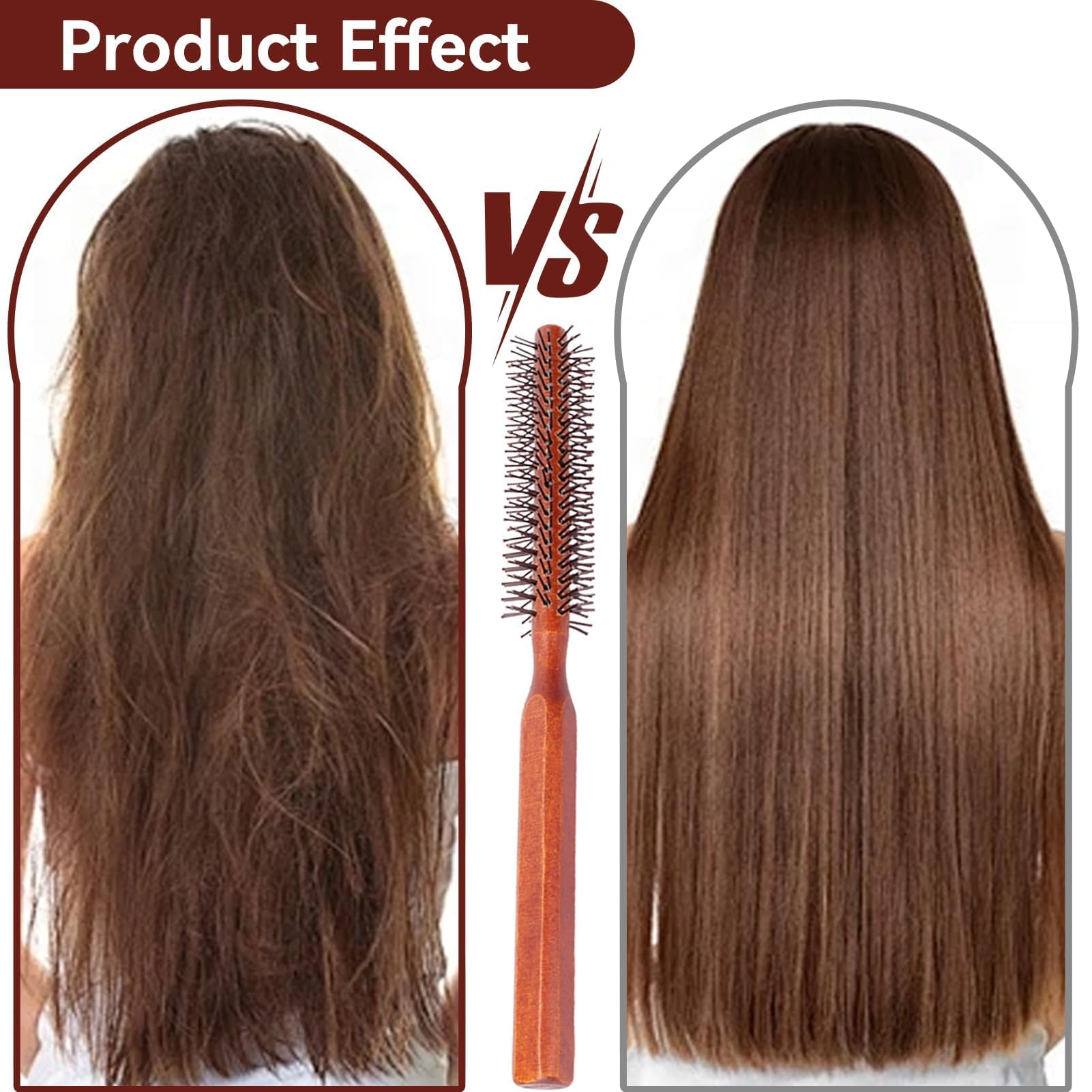 Agatige Small Round Hair Brush - Anti Static Wooden Curling Comb for Blow Drying & Styling | Vented Barrel Design for Smooth Curls & Volume | Perfect for Salon Professionals & Home Use (Unisex Hair Styling Tool)