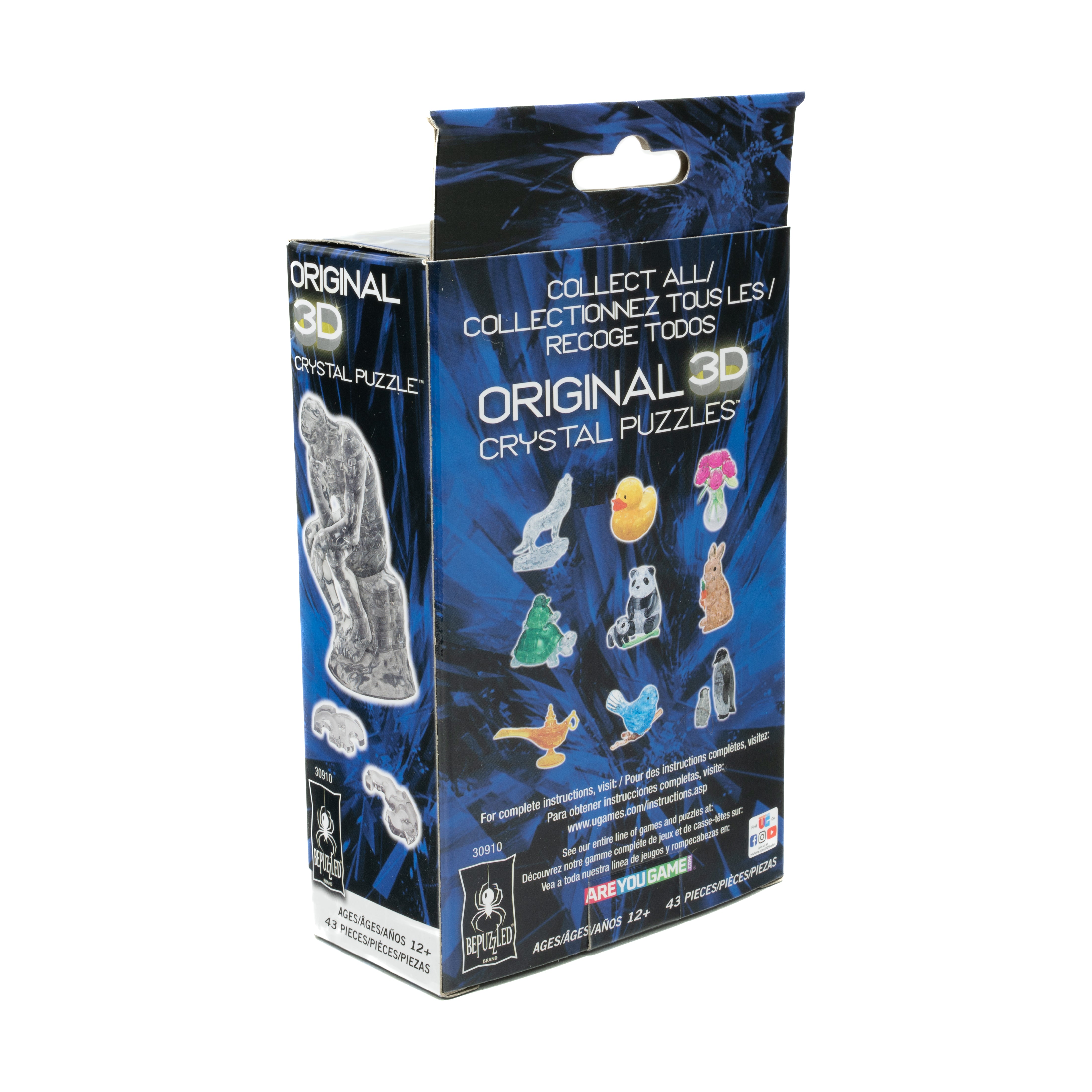 3D Crystal Puzzle - The Thinker Statue (43 Pieces, Clear) | Brain Teaser & Collectible Art for Adults | Home Decor & Gift Idea for Puzzle Lovers