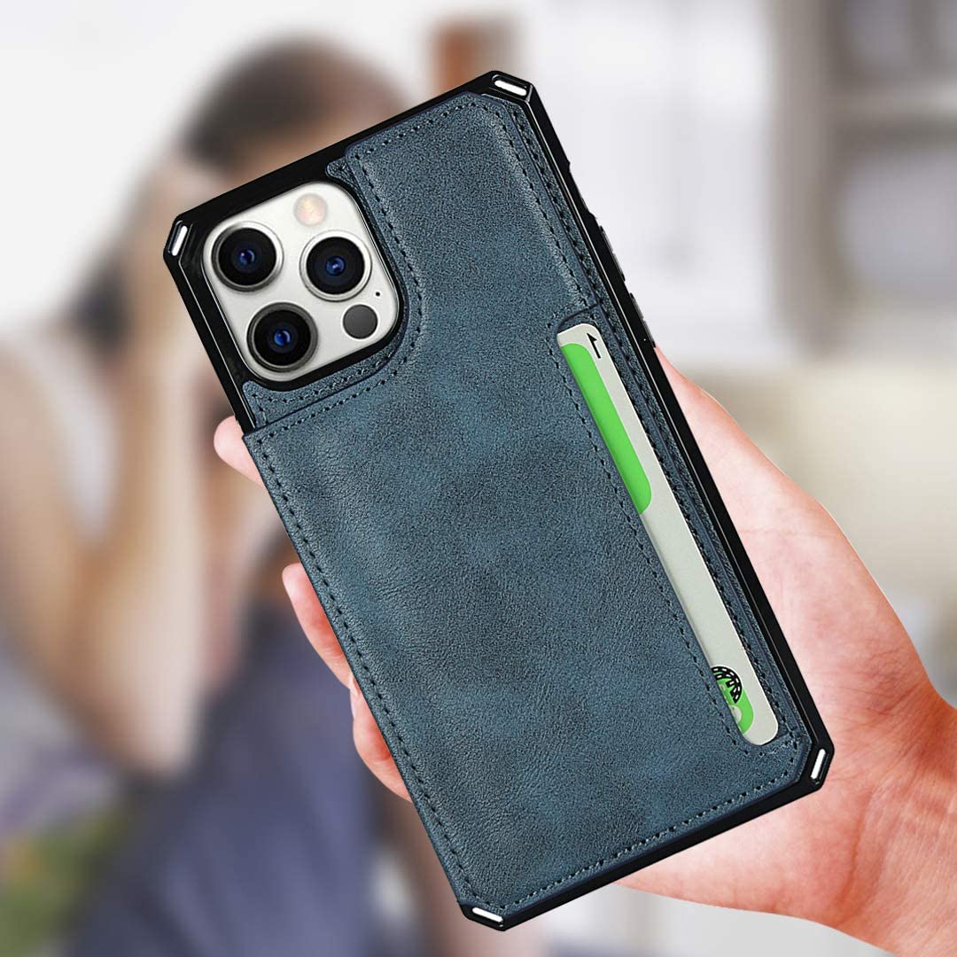 Premium Leather Wallet Case for iPhone 12/12 Pro - Shockproof Protective Cover with Card Holder, Stand & Wrist Strap - Ideal for Men & Women - Perfect for Travel, Work & Everyday Use (Black)