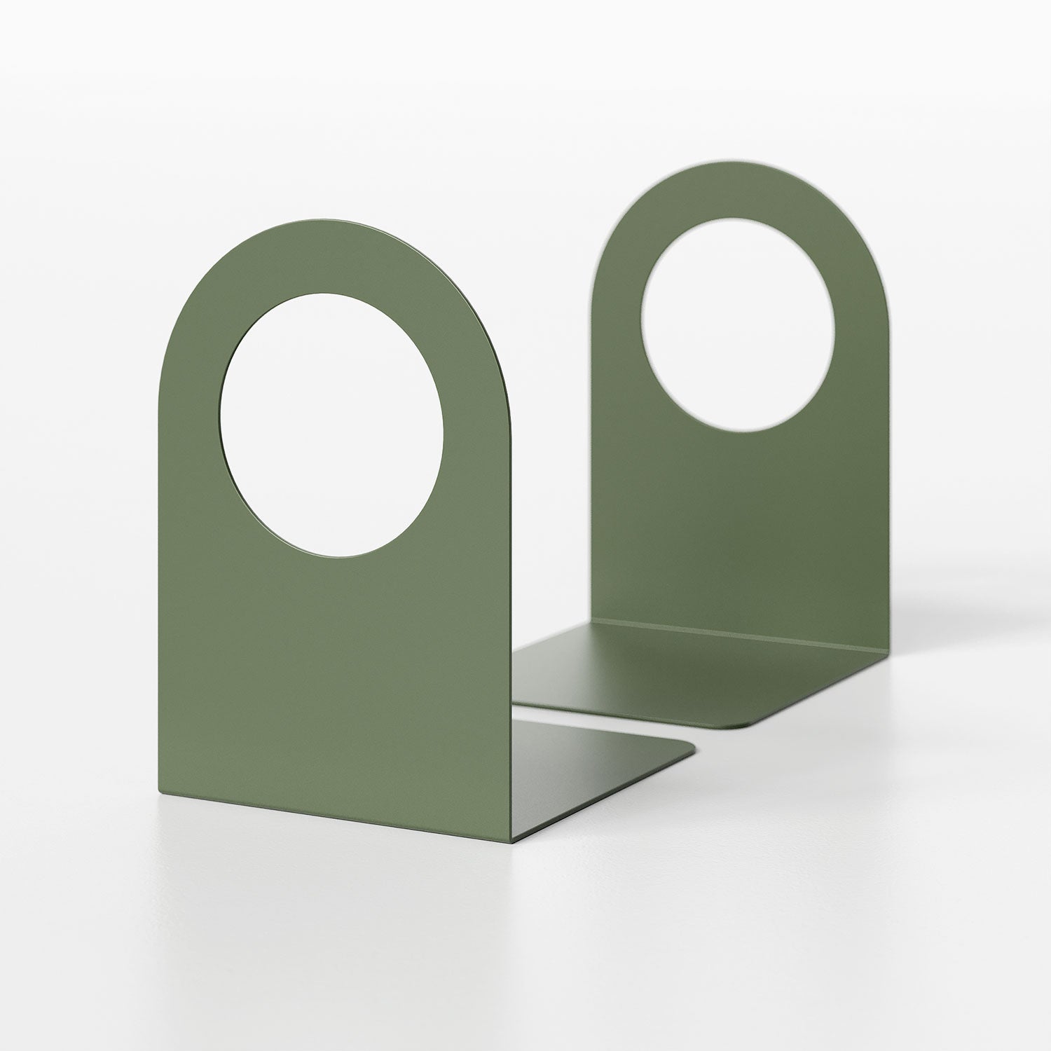 Geo Round Open Bookend Set of 2 - Decorative Book Holder for Shelves & Desks - Perfect for Home Office, Library, and Classroom Organization