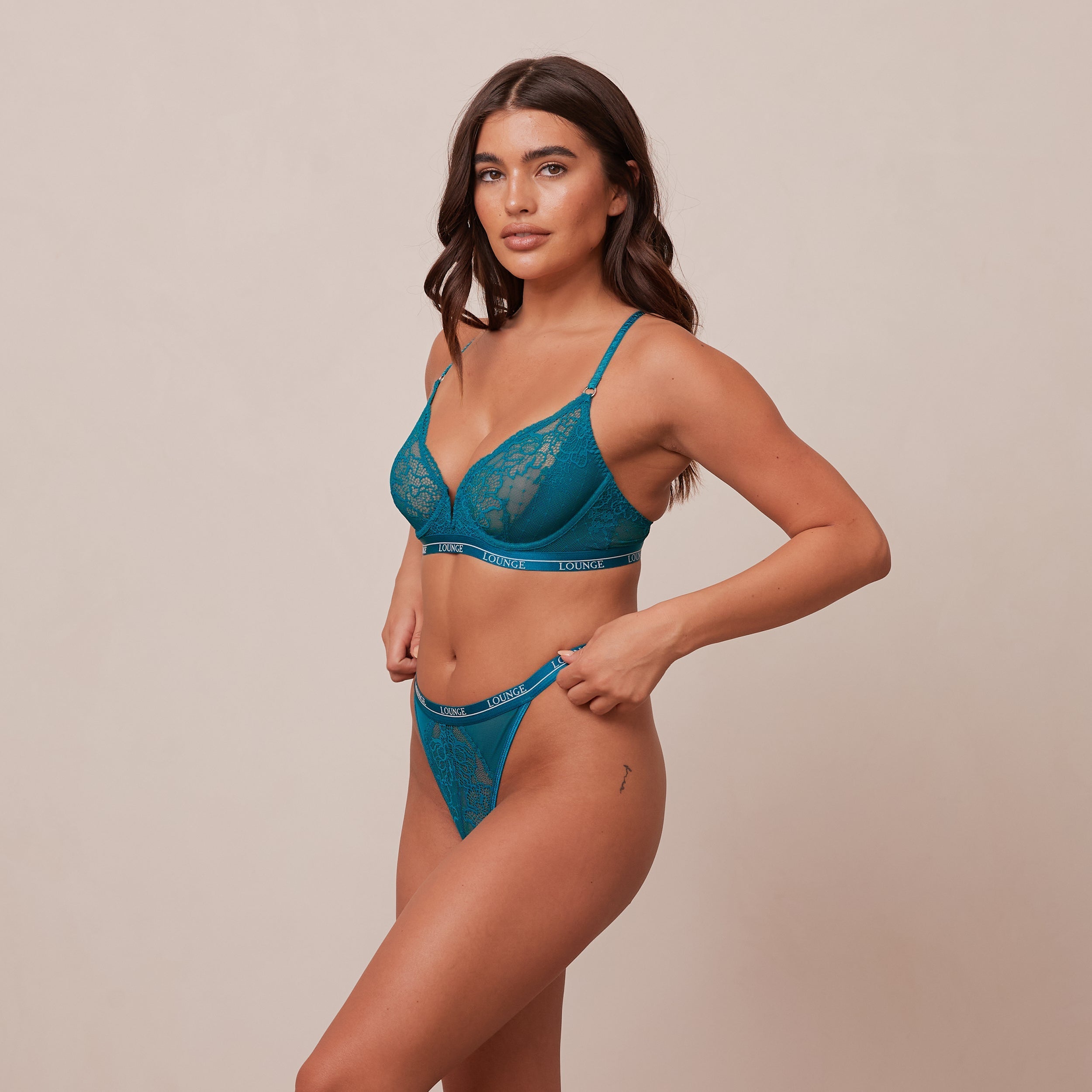 Royal Balcony Bra in Turquoise - Comfortable Lace Underwire Bra for Women, Perfect for Everyday Wear and Special Occasions