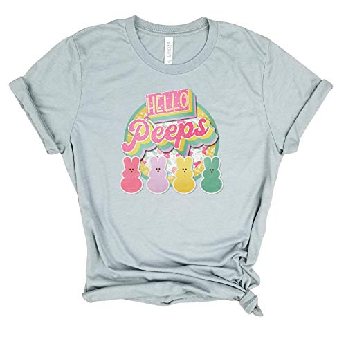 Hello Peeps Easter T-Shirt - Vintage Bunny Family Tee for Happy Easter Gifts | Cute Easter Outfit for Family Photos & Spring Celebrations