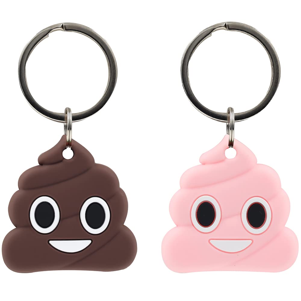 2 Pack Cute 3D Cartoon AirTag Keychain - Soft Silicone Anti-Scratch Protective Cover with Key Ring - Perfect for Keys, Bags & Luggage Tracking (2 Pack)