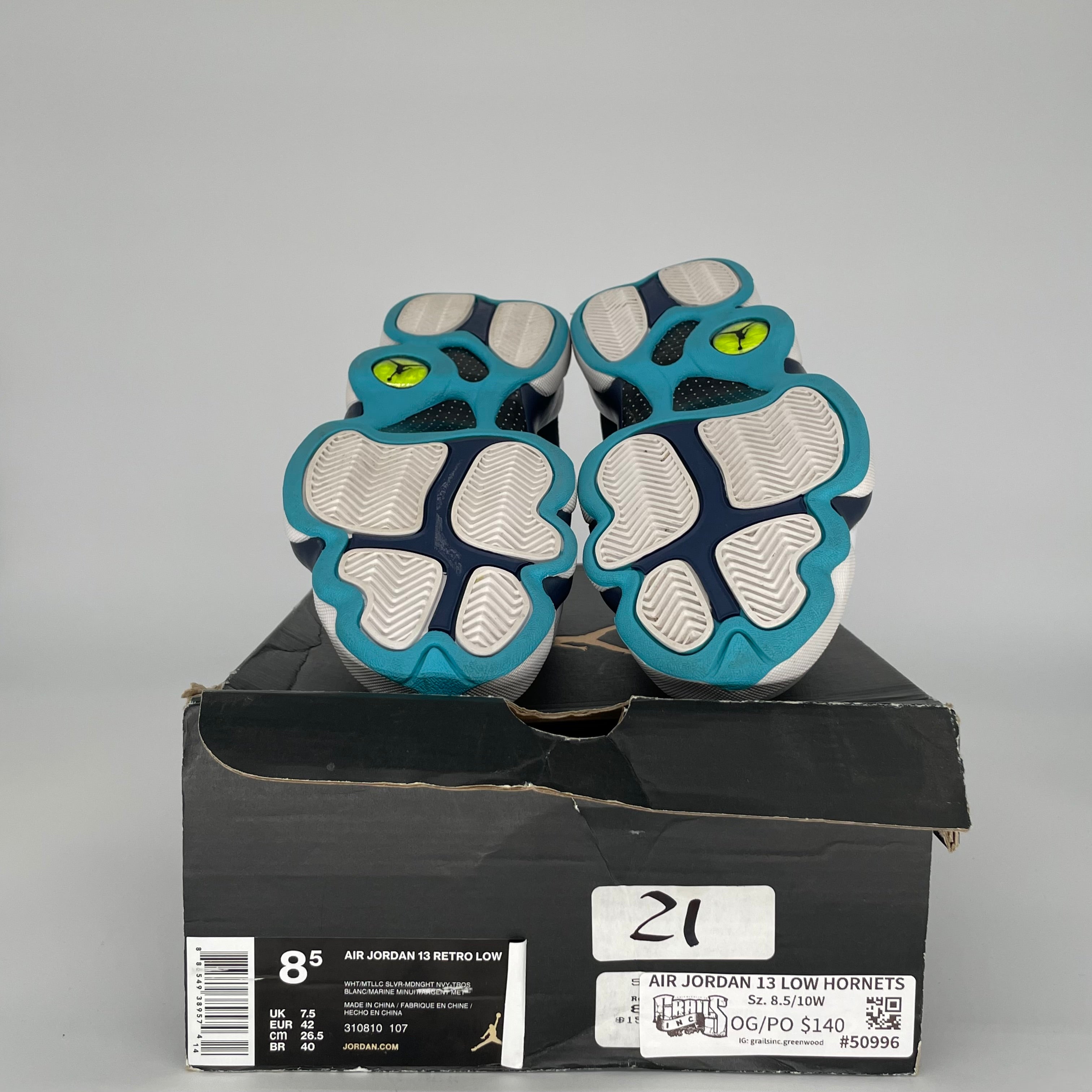 AIR JORDAN 13 Retro Low Hornets Men's Basketball Shoes Size 8.5 - Style 310810-107 | Perfect for Streetwear & Casual Outfits