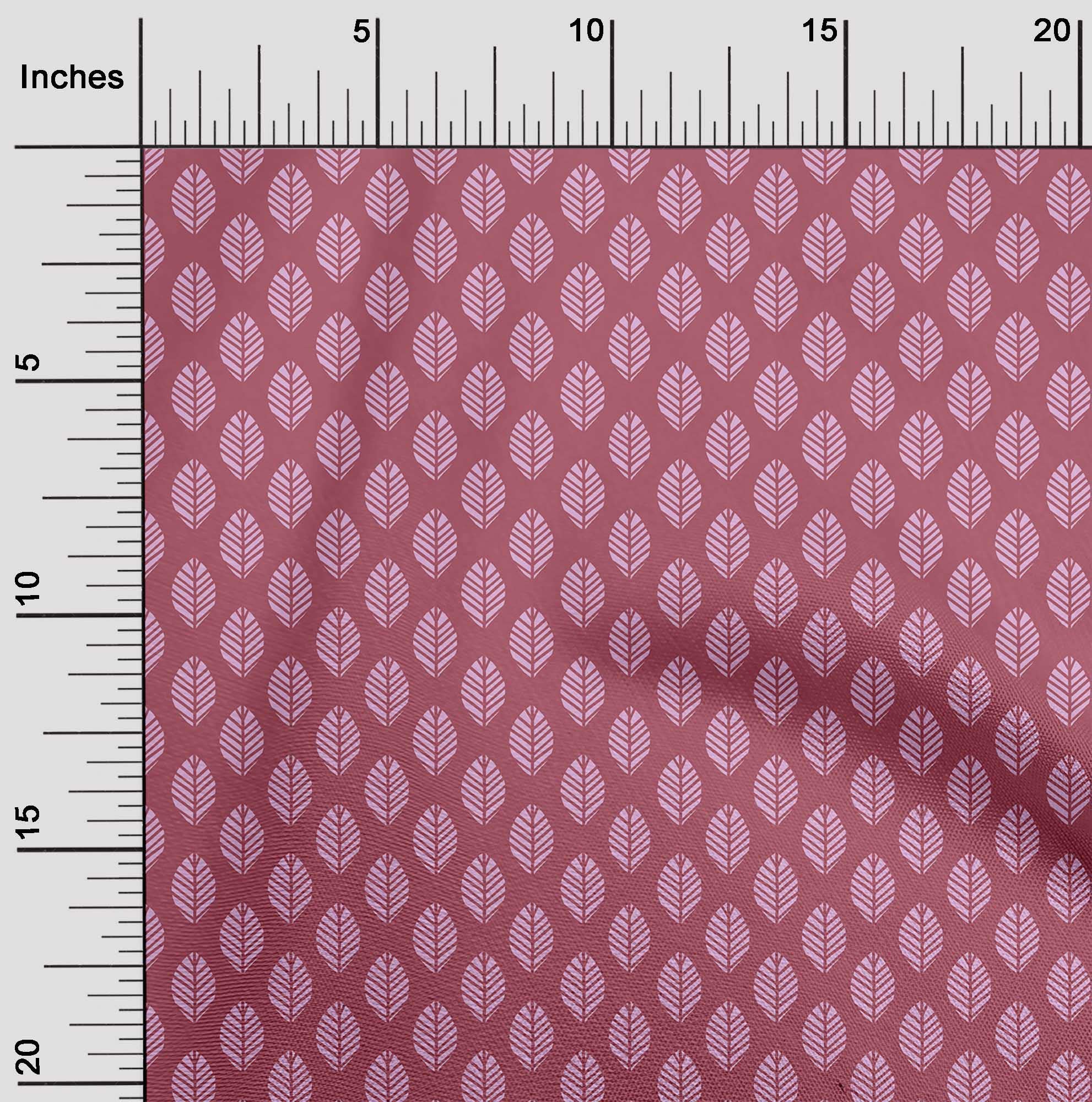 oneOone Rayon Pink Asian Leaf Block Print Fabric by The Yard - 56 Inch Wide Soft Draping Material for Dresses, Skirts & Blouses - Perfect for Summer Fashion & Boho Style Clothing