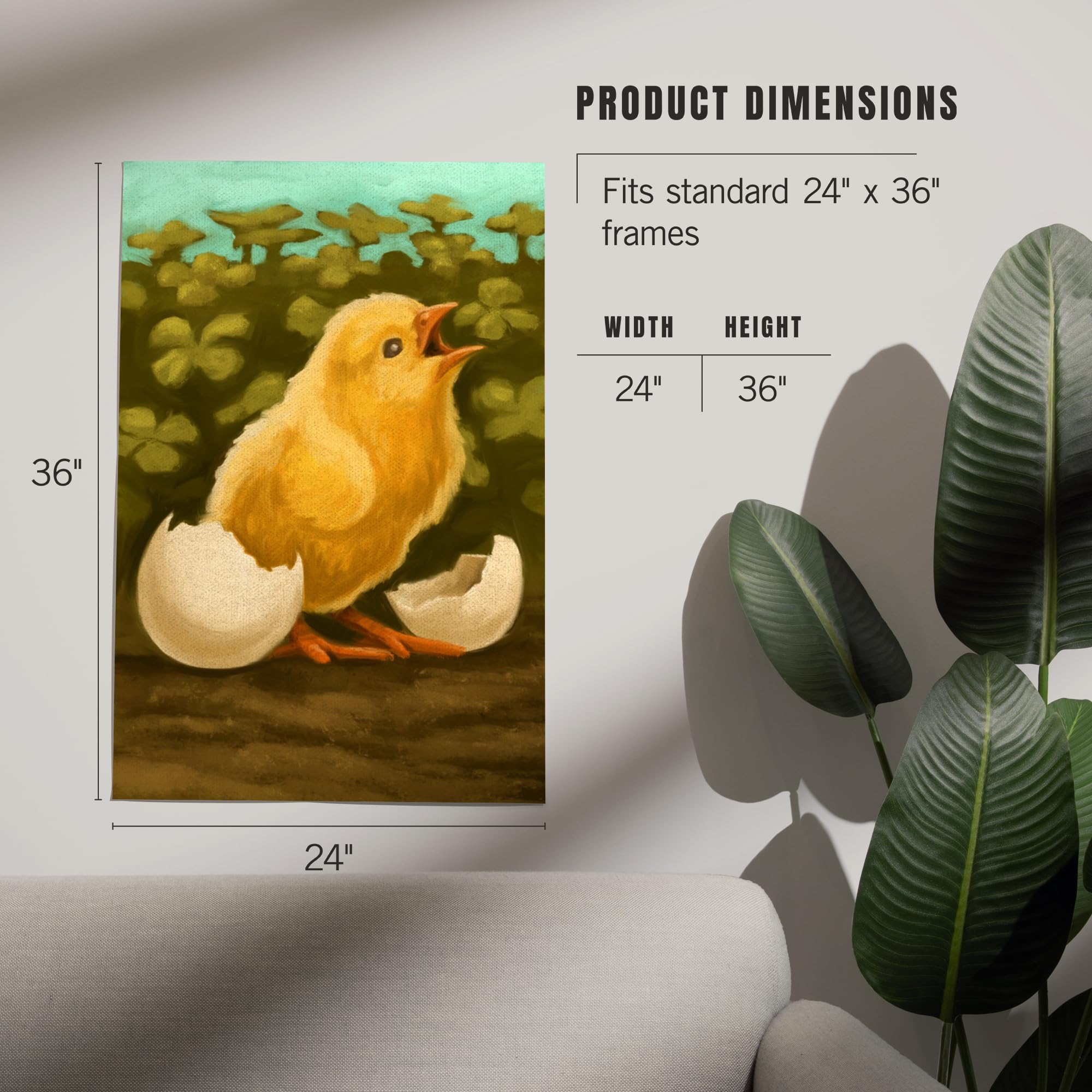 Lantern Press 24x36 Inch Giclee Art Print - Easter Chick Oil Painting Wall Decor for Living Room, Bedroom & Office