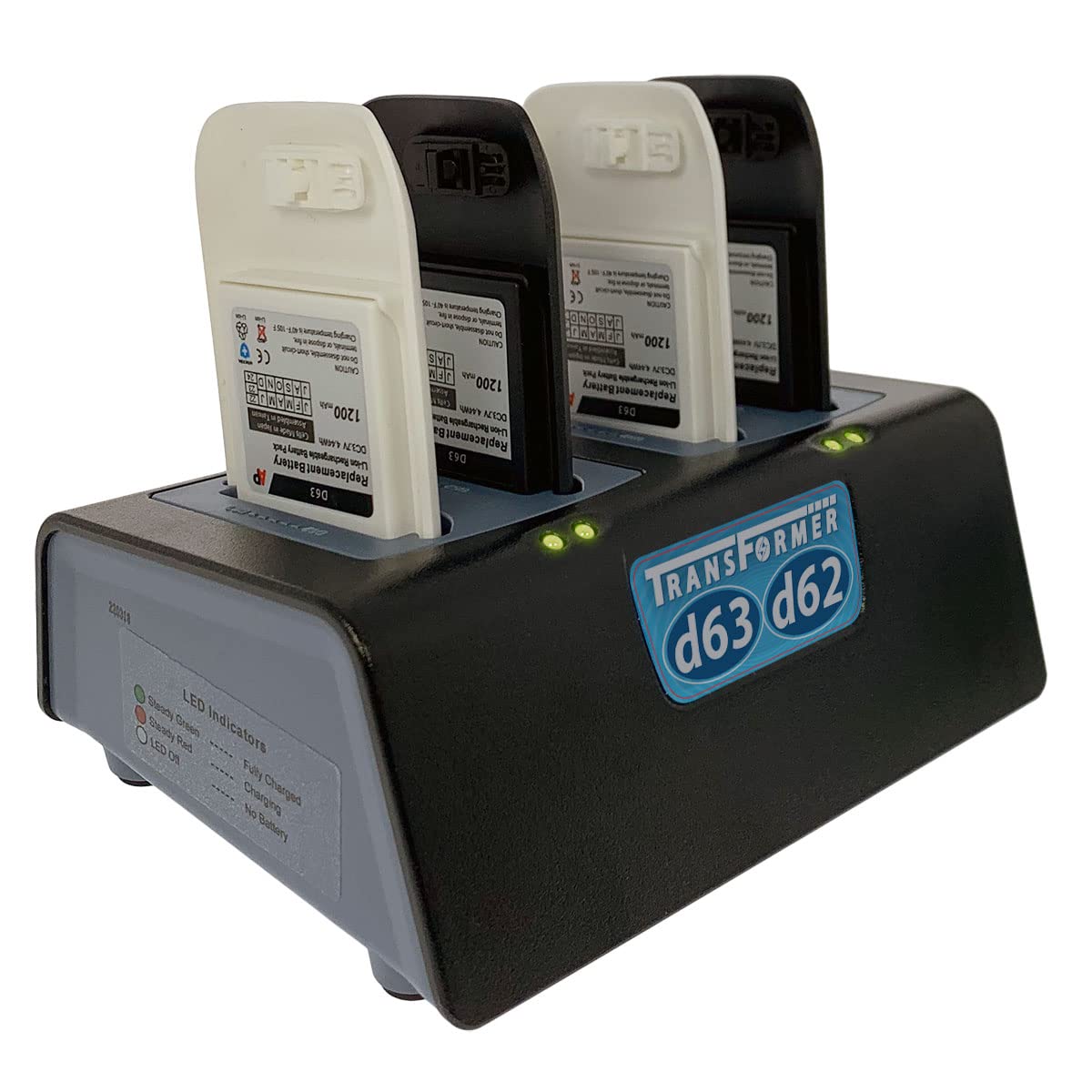 Ascom d63 i63 d62 i62 Battery Charger - 4-Bay Fast Charging Station with Power Supply | Compatible with Ascom Phones | Perfect for Hospitals, Warehouses & Offices