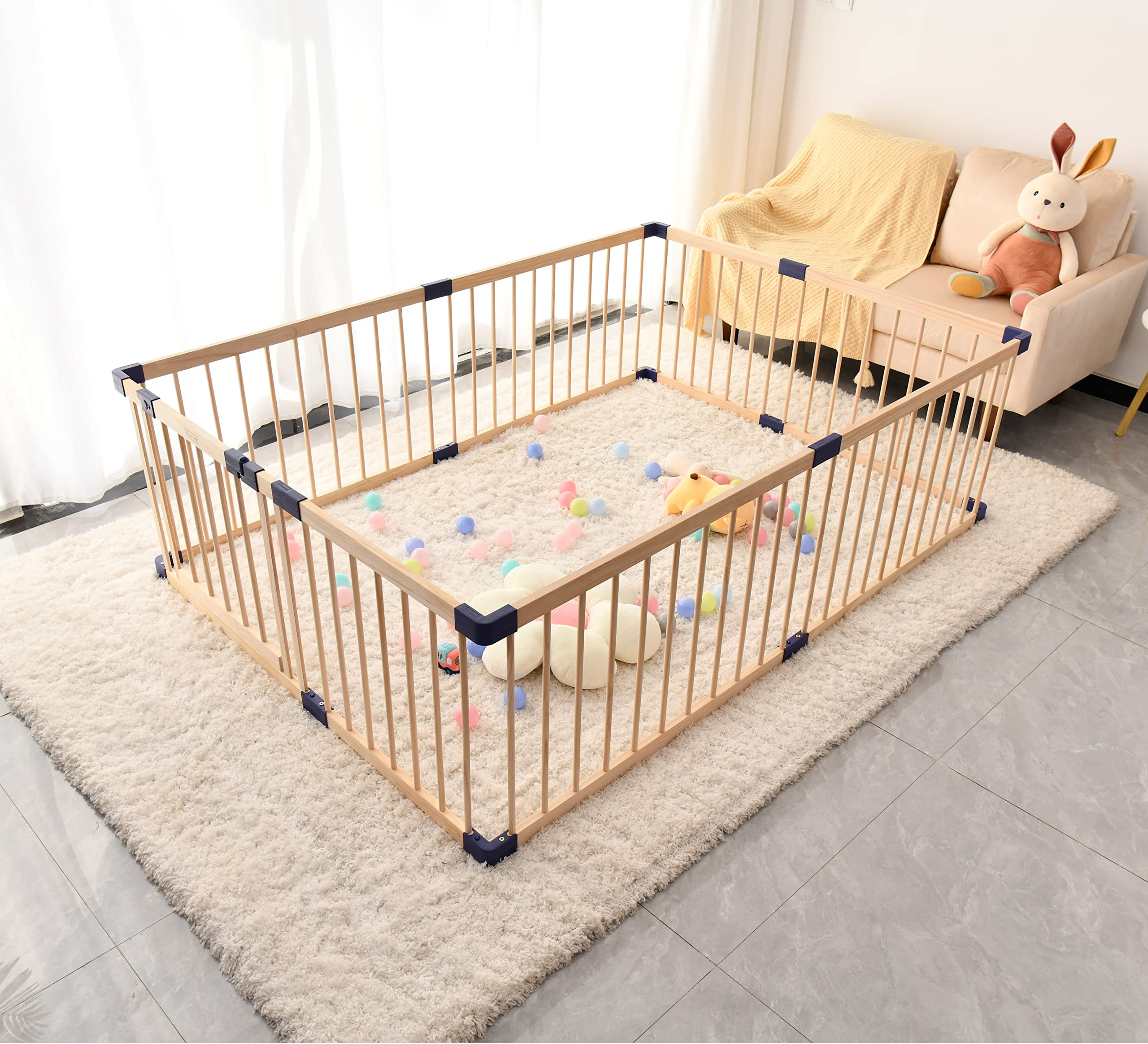 Safe & Sturdy Wooden Baby Playpen for Babies & Toddlers - 55