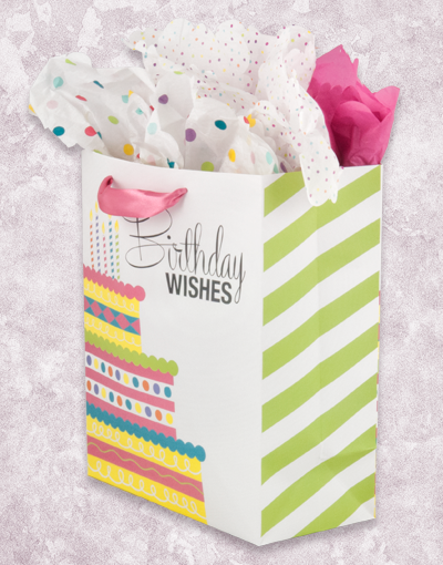Vibrant Colorful Layer Cake (Garden) Gift Bags - Perfect for Birthday Parties, Baby Showers & Wedding Favors