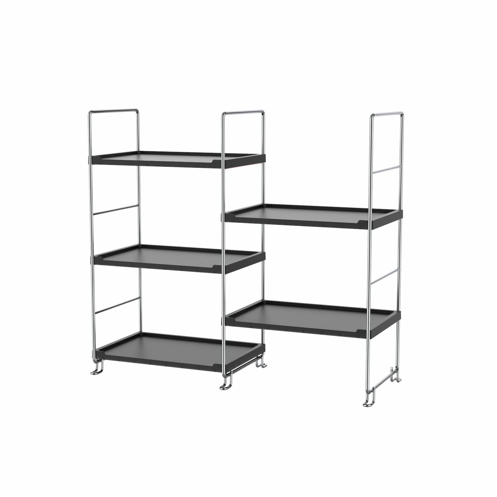 3-Tier Bathroom Countertop Organizer - Corner Shelf for Makeup, Skincare & Perfume | Black & Silver Vanity Organizer | Space-Saving Storage for Bathroom, Kitchen & Bedroom