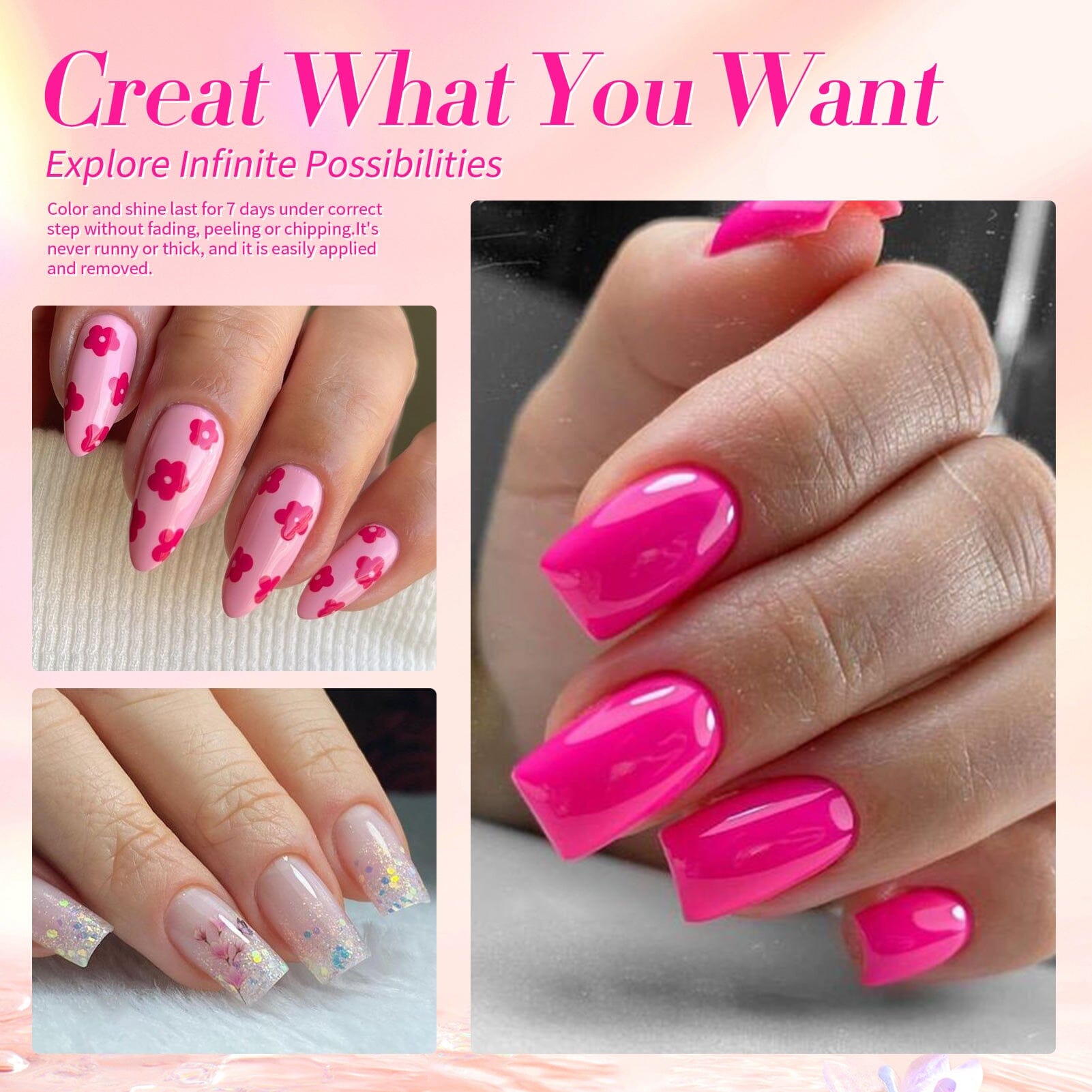 6 Colors BORN PRETTY Pink Nail Polish Set - 10ml Long Lasting Gel Nail Lacquer for Women - Perfect for Manicures, Pedicures & Nail Art Designs