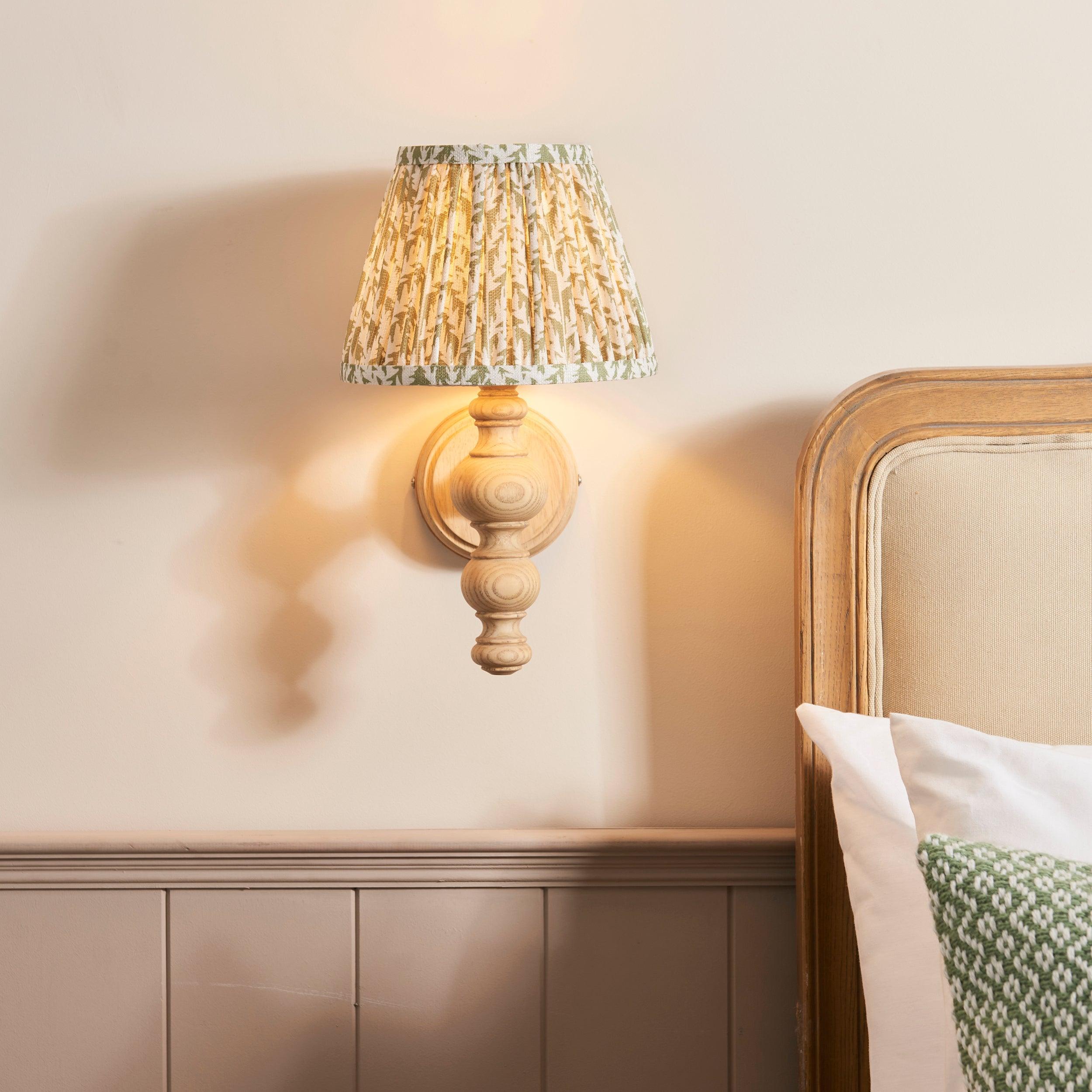 Bibury Wooden Wall Light with 20cm Shade - Rustic Home Decor for Bedroom, Living Room, and Hallway Lighting
