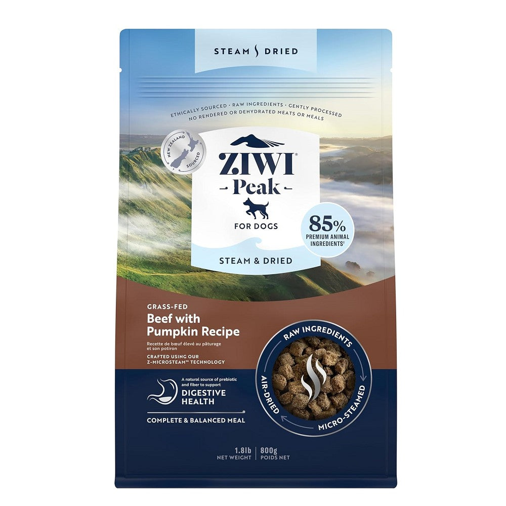 Premium Grass-Fed Beef & Pumpkin Dog Food - Steam Dried for Maximum Nutrition | Healthy Treats for Dogs with Sensitive Stomachs | Perfect for Training, Rewards & Mealtime Toppers