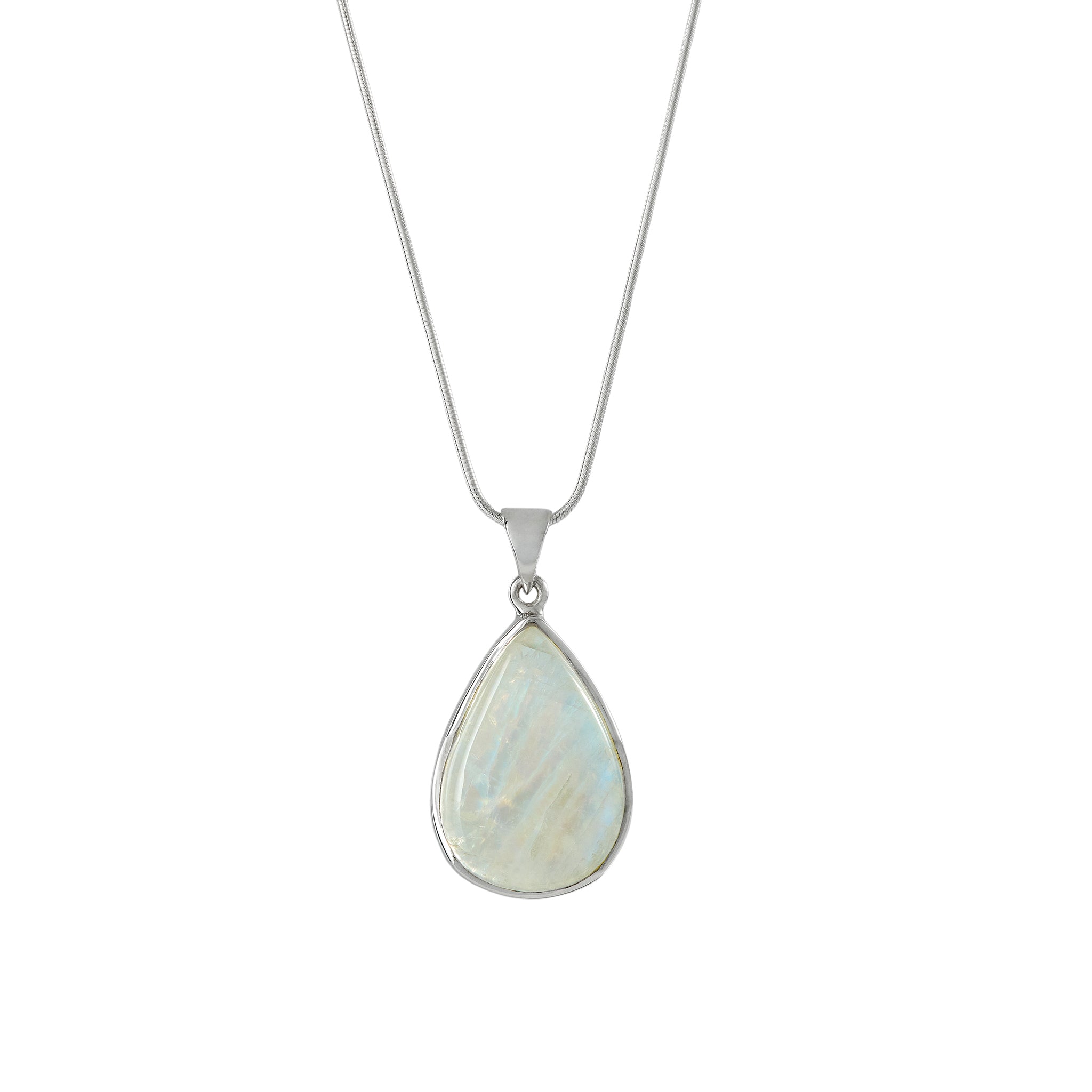 Natural Rainbow Moonstone Pendant Necklace - Healing Crystal Jewelry for Women - Perfect for Meditation, Yoga & Spiritual Gifts