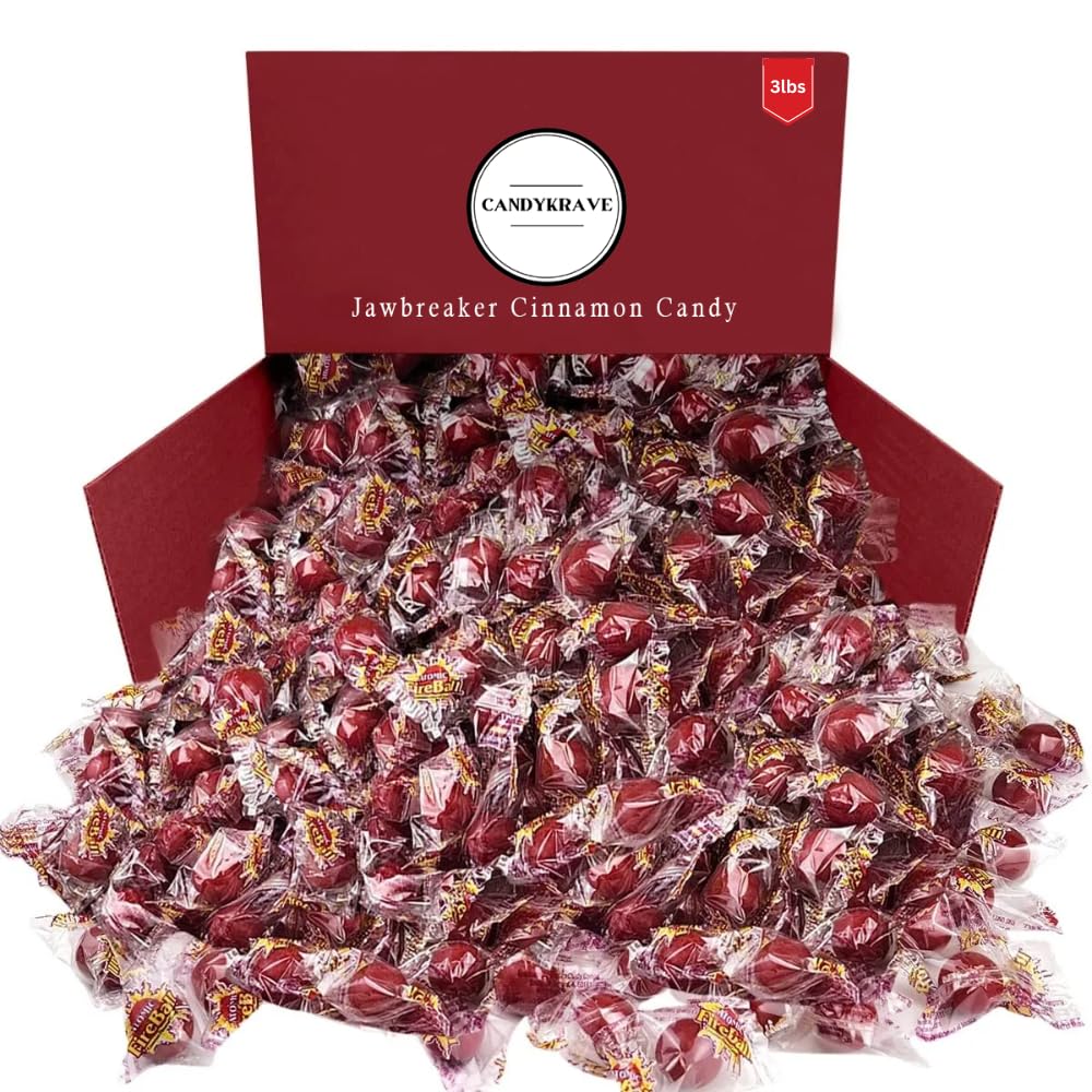 Bulk Atomic Fireballs Candy - 3 LB Cinnamon Fire Balls Hard Candy Individually Wrapped - Jawbreakers for Parties, Halloween Treats & Office Snacks