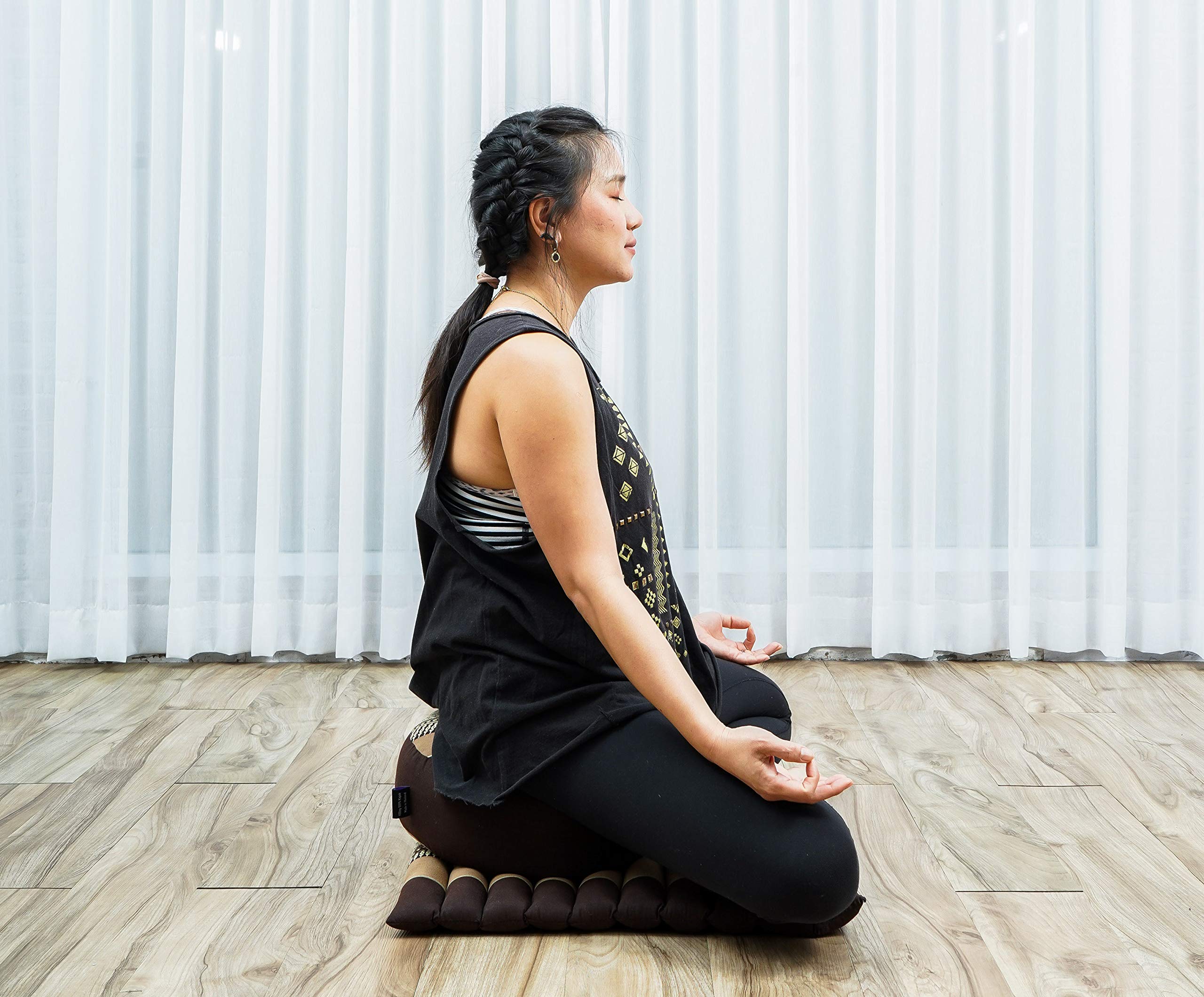 Leewadee Meditation Cushion Set - Premium Zafu Yoga Pillow & Roll-Up Zabuton Mat with Natural Kapok Filling for Comfortable Seated Meditation, Yoga & Mindfulness Practice at Home