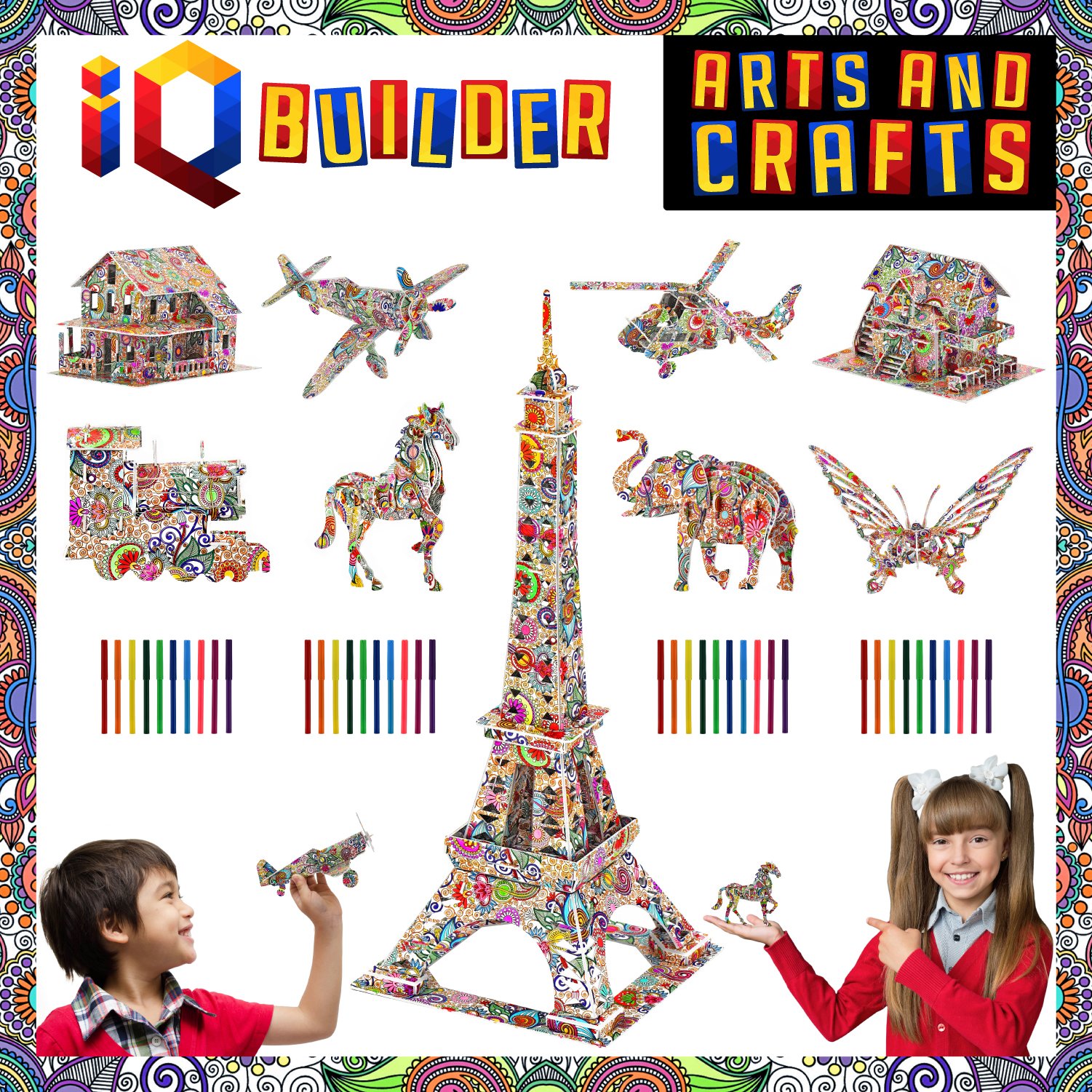 Fun Creative DIY Arts and Crafts Kit - Best Educational Toy Gift for Boys & Girls Ages 12+ | 3D Puzzle Painting & Building Project Set for Kids, Teens & Adults | Perfect for Birthday Parties, Classroom Activities & Family Bonding Time