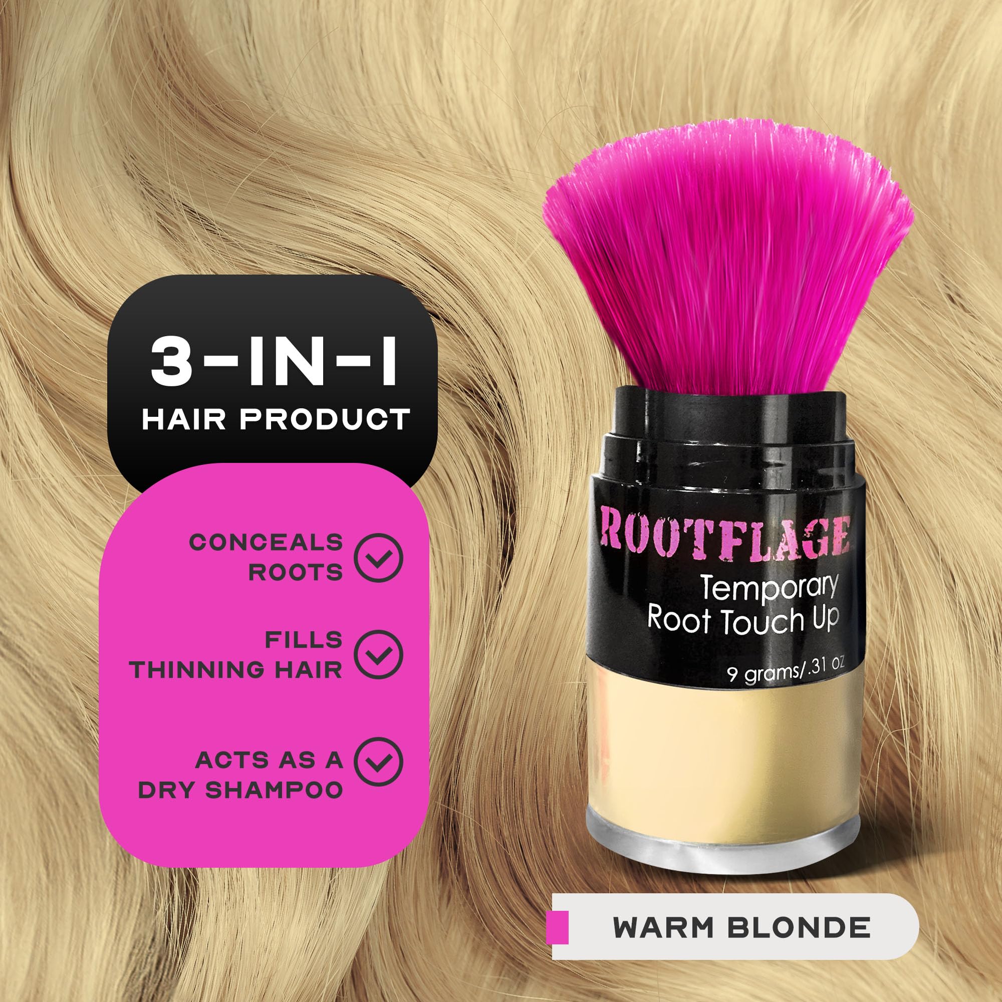 Warm Blonde Root Touch Up Powder - Instant Temporary Hair Root Concealer for Gray Coverage & Roots | Hairline Filler & Cover Up Powder for Everyday Use, Travel & Quick Fixes