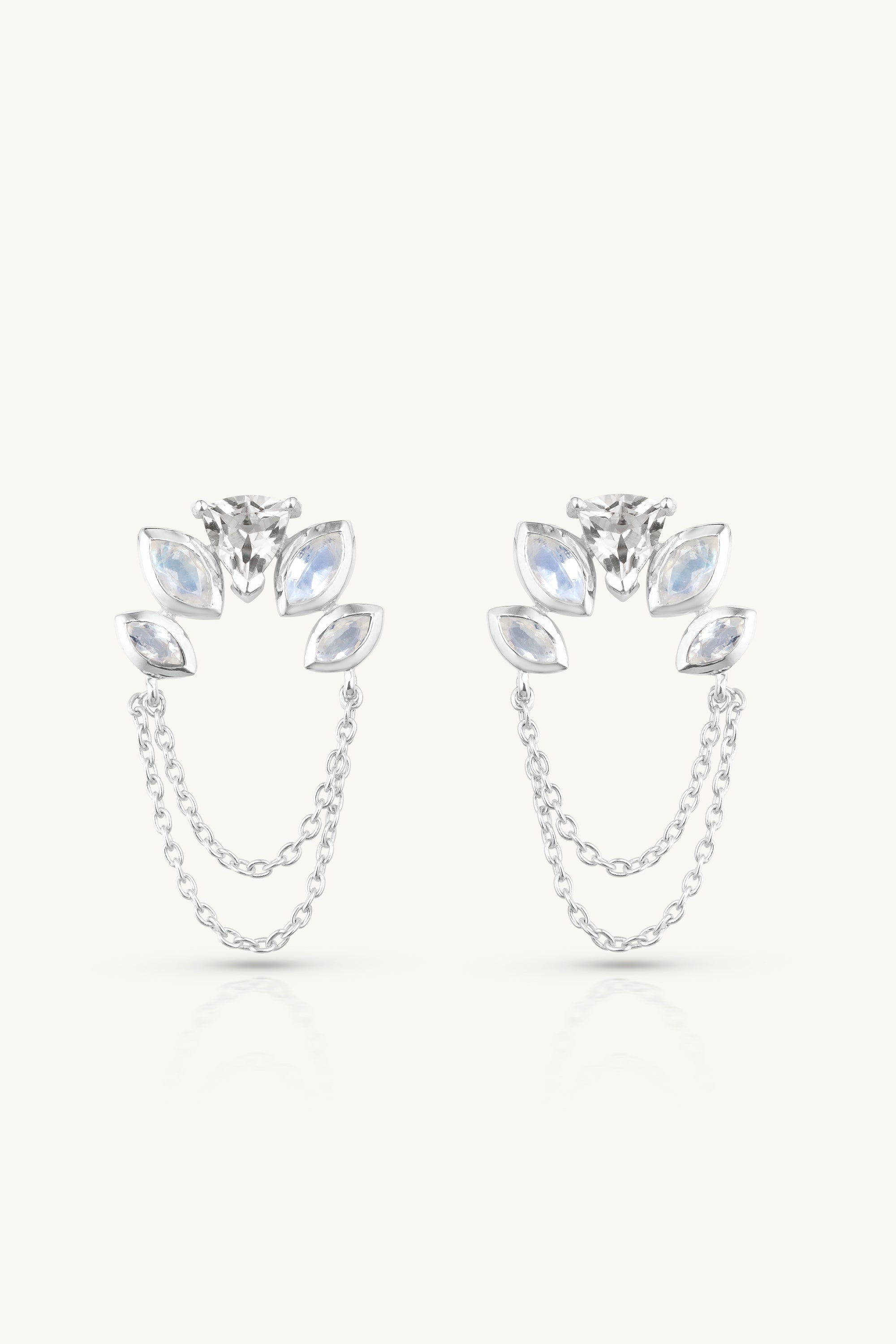 Ada Chain Silver Studs Earrings for Women - Elegant & Dainty Jewelry for Everyday Wear, Parties & Gifts
