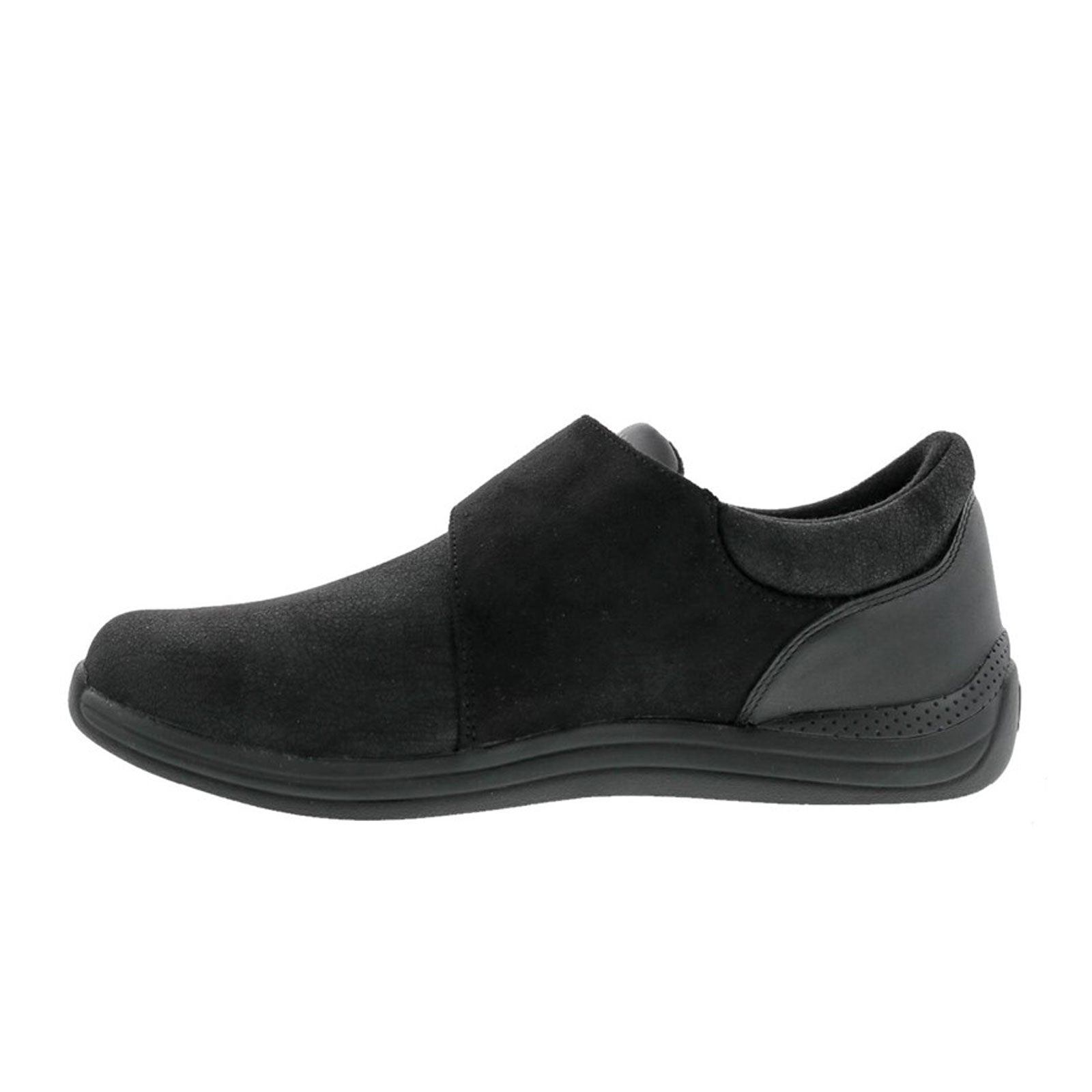 Drew Moonlite Slip On Women's Black Stretch Leather Loafers - Comfortable Casual Shoes for Work, Travel & Everyday Wear