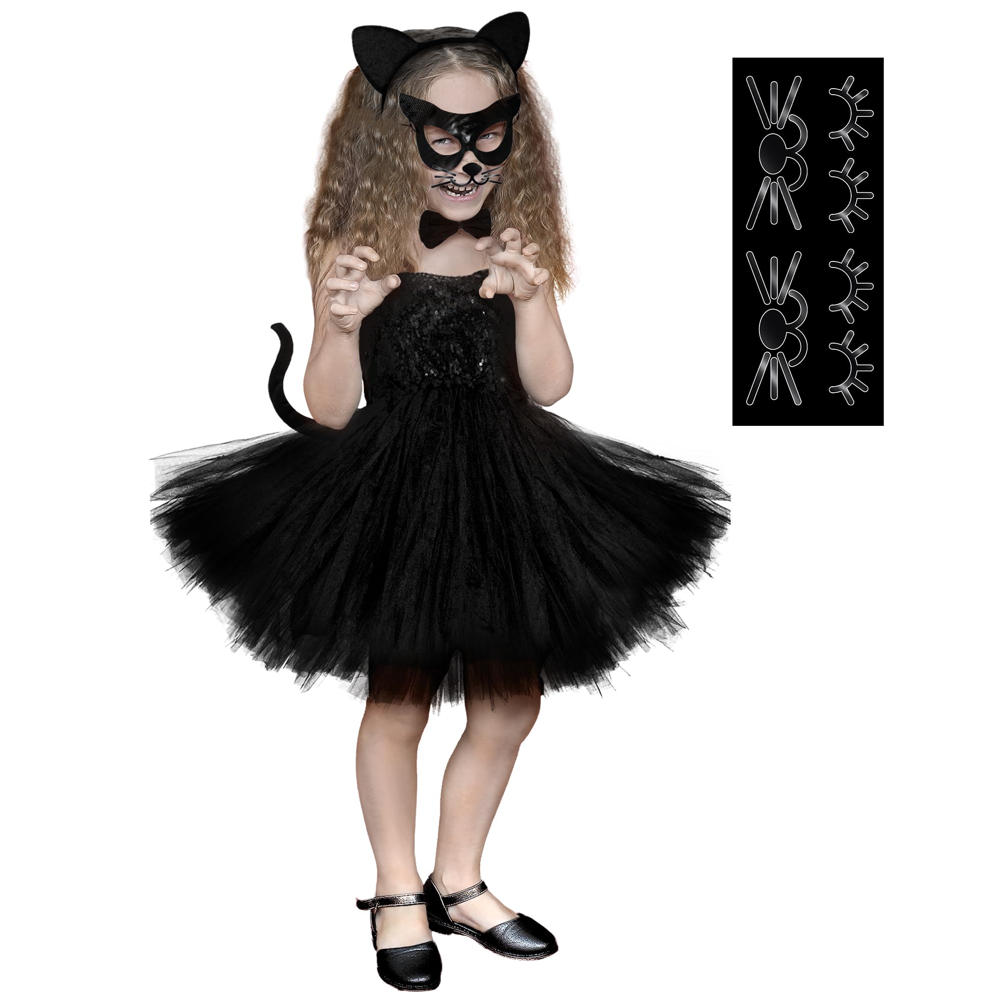 KatchOn Halloween Black Cat Costume for Girls - Cute Cat Tutu Dress with Ears Headband & Tail | Perfect for Halloween Parties, Dress-Up Play & Themed Events