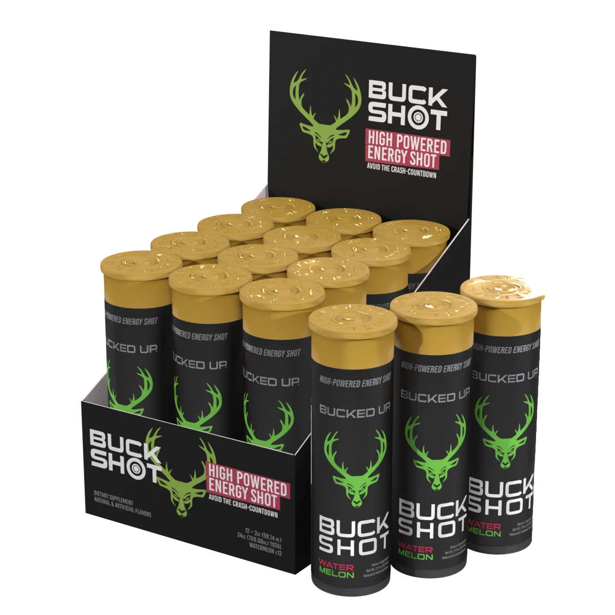 Bucked Up Buck Shot Energy Drink - 12 Pack (59ml Each) | Pre-Workout & Focus Booster for Gym, Study & Daily Energy