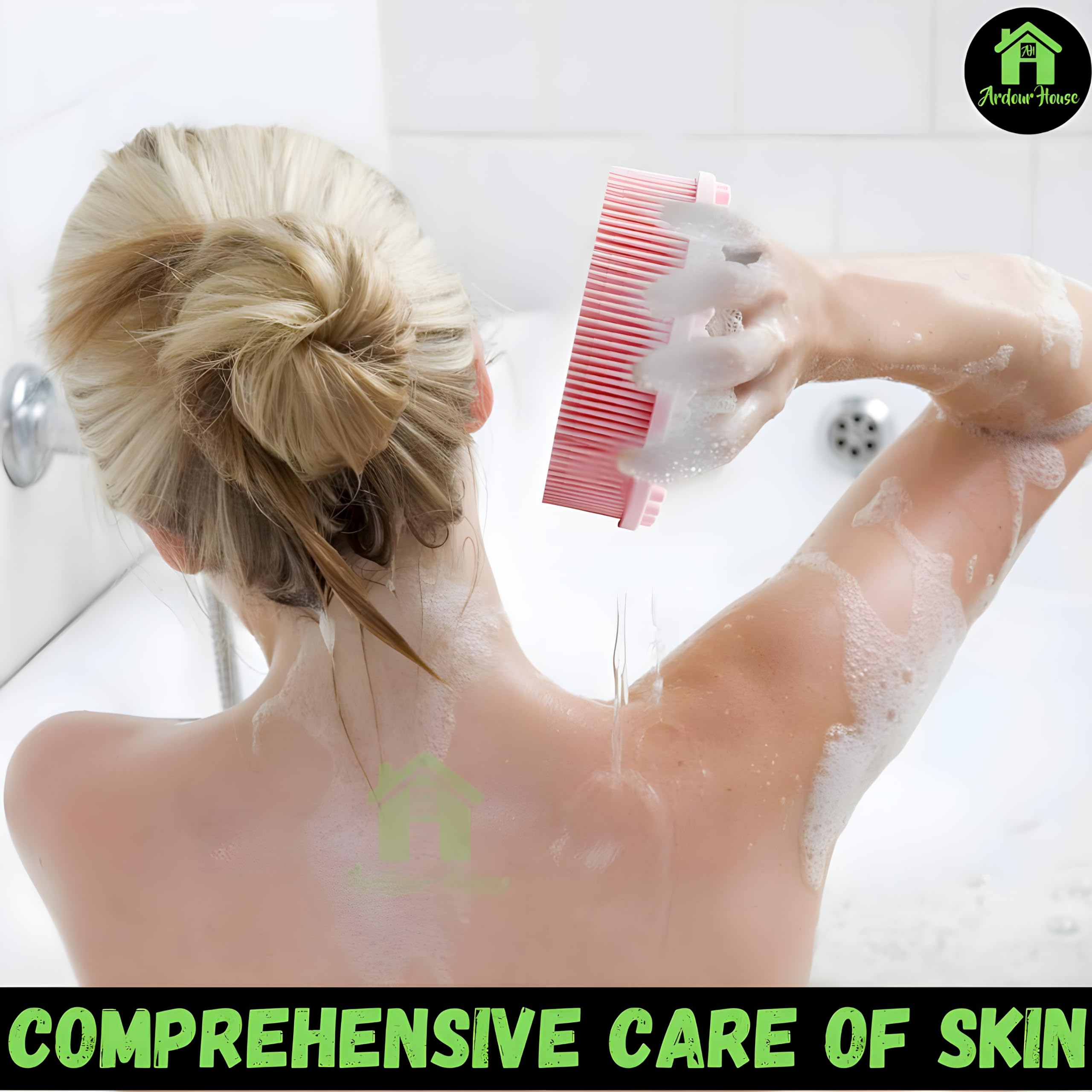 Ardour House Silicone Body Scrubber Loofah - Soft Exfoliating Bath & Shower Brush for Sensitive Skin - Gentle Cleansing for Women, Men & Kids - Perfect for Daily Exfoliation & Spa-Like Shower Experience
