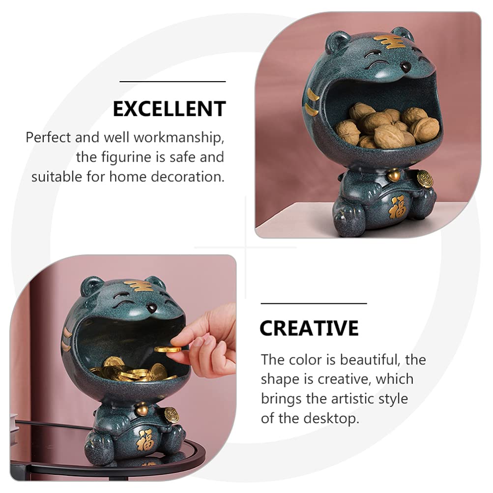 Year of The Tiger Resin Storage Bowl - Cute Animal Succulent Planter, Pen Holder, Key Organizer & Jewelry Tray for Office & Home Decor | Multi-Purpose Desk Organizer for Plants, Stationery & Accessories