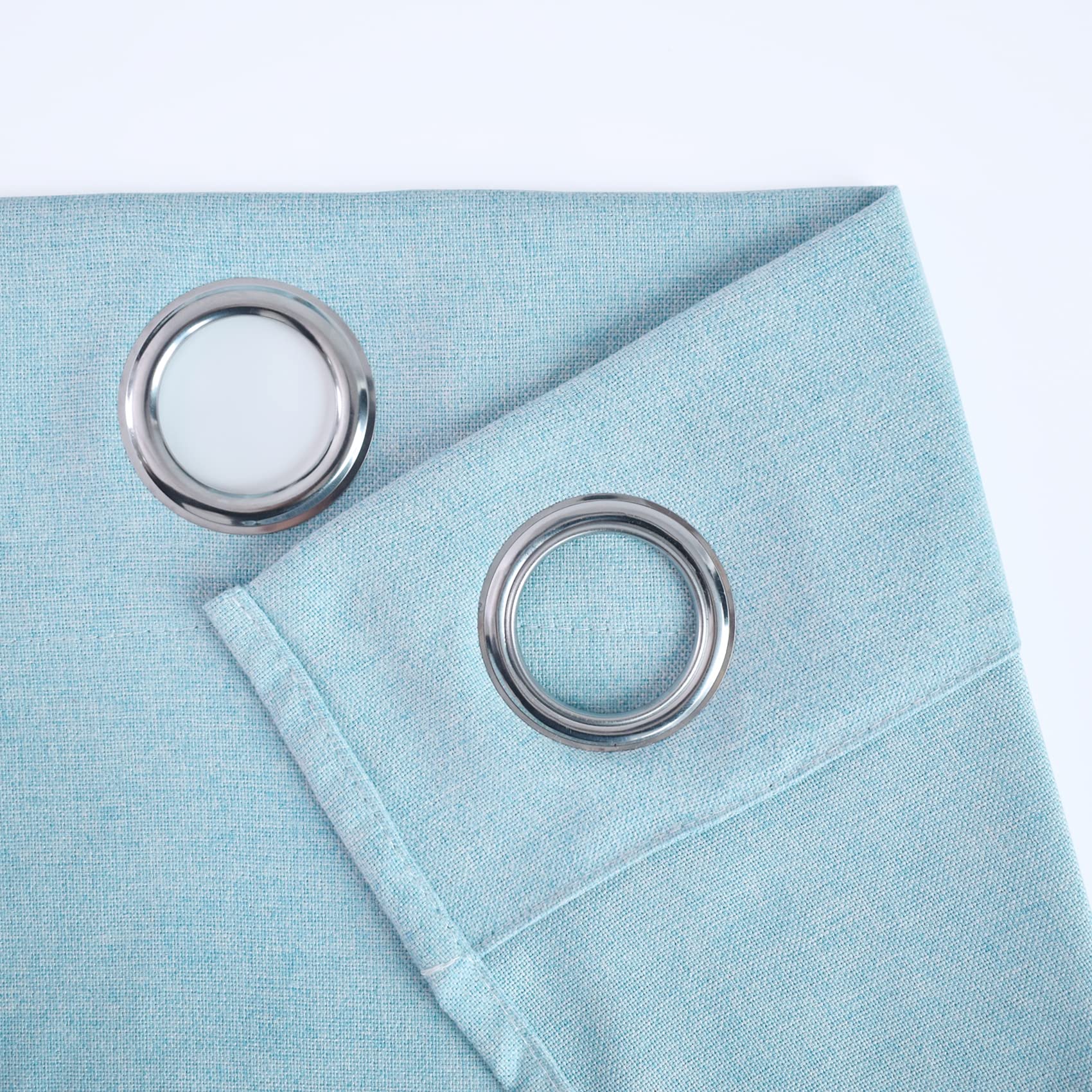 UPOPO 36 Inch Short Sky Blue Kitchen Curtains - Linen Textured Privacy Cafe Curtains with Grommet Top (Set of 2 Panels) for Sink, Cabinet, Caravan, Bathroom & Small Basement Windows - Perfect for Half Windows & Cozy Home Decor