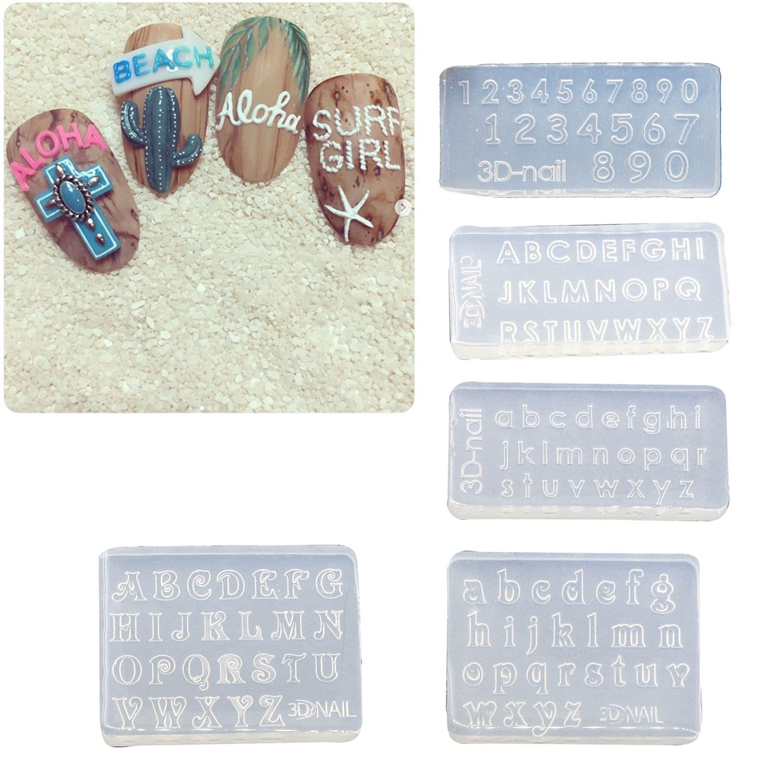 3D Silicone Letters & Numbers Nail Art Mold - DIY Nail Decoration Mould for Gel Polish, Acrylic Nails - Perfect for Manicures, Nail Art Designs & Home Salon Use