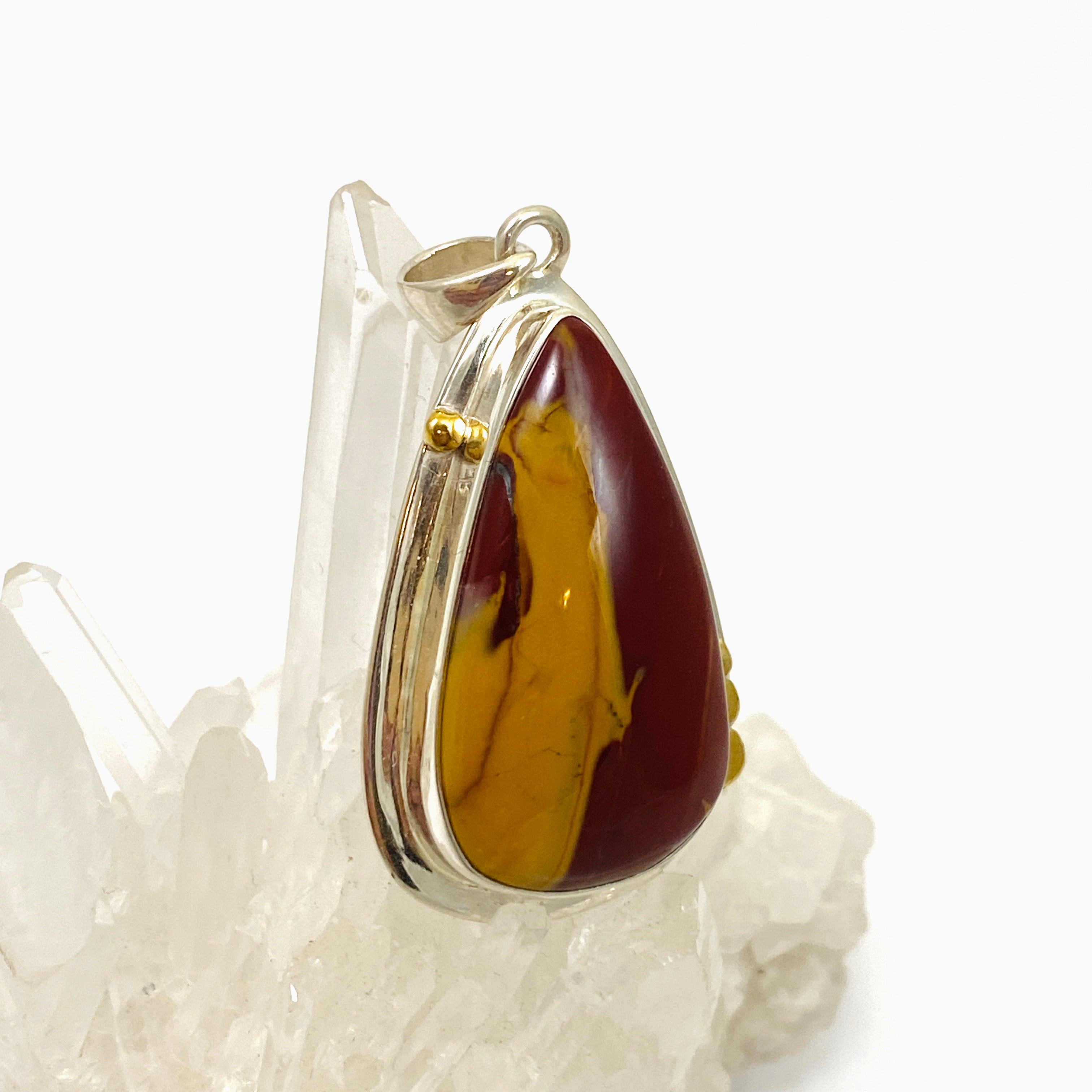 Natural Mookaite Teardrop Cabochon Pendant with Brass Accents - Handmade Jewelry KPGJ4840 | Perfect for Boho Style, Gift Giving & Spiritual Healing