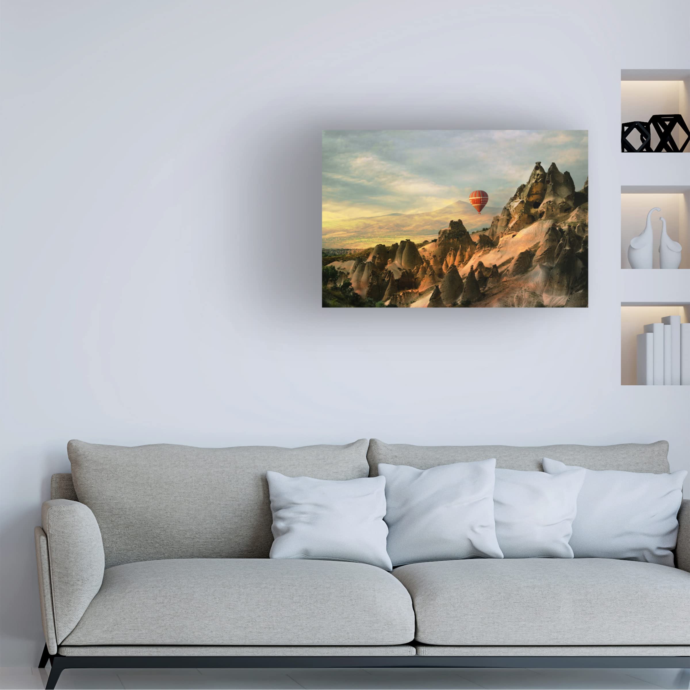 Trademark Fine Art 'Cappadocia' Canvas Wall Art by Emine Basa - Stunning Landscape Painting for Living Room, Bedroom & Office Decor