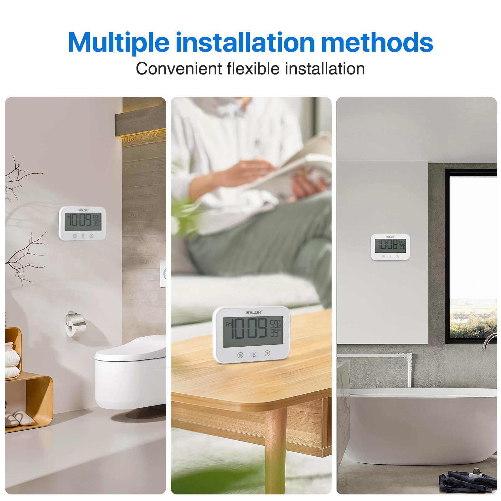 Waterproof Digital Shower Clock with Timer & Temp Display - Bathroom Essentials