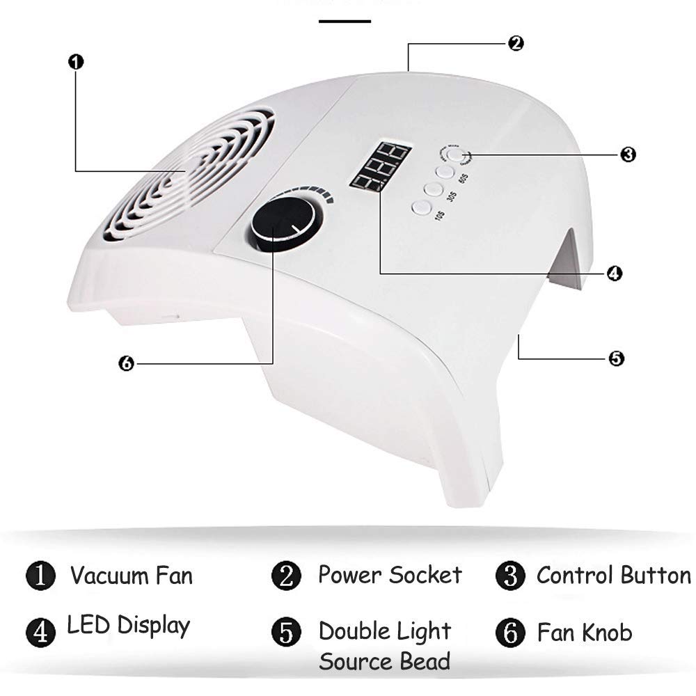 Professional LED UV Nail Lamp & Dust Collector 2-in-1 - 4-Speed Timer Manicure Dryer with Cooling Fan for Salon & Home Nail Art | Perfect for Gel Polish Curing & Dust-Free Nail Care