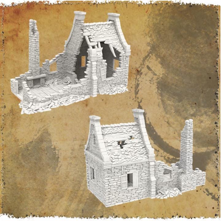 Walter's Residence Ruin - Authentic Colonial Building Model for D&D, Model Railroads & Wargaming | Perfect for RPG Scenes, Diorama Displays & Tabletop Battles