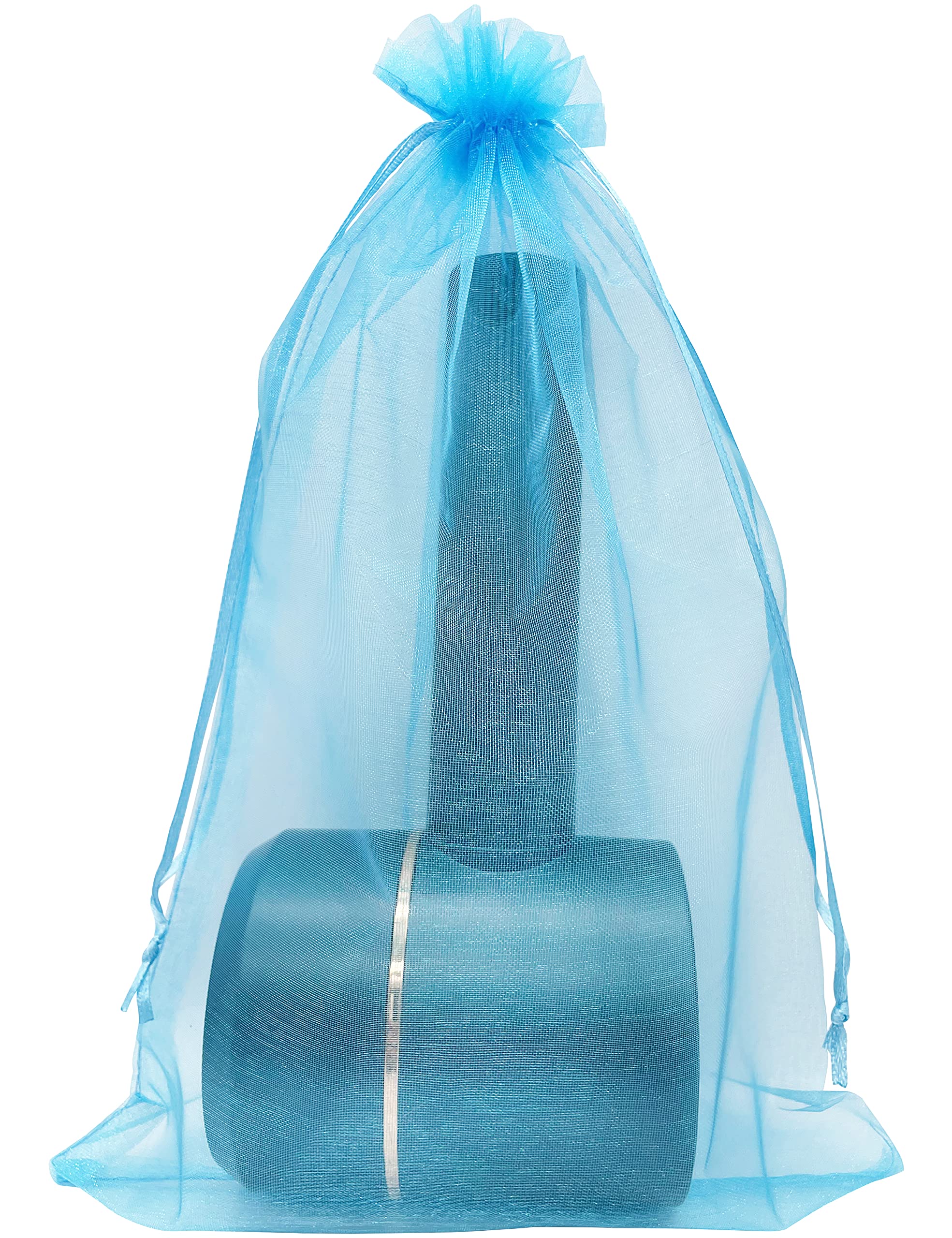 50pcs Large 8x12 Inch Turquoise Organza Drawstring Gift Bags - Perfect for Christmas, Wedding Favors, Party Decorations & Goodie Pouch Gifts - Elegant Mesh Favor Bags for Jewelry, Candies, Soaps & Wedding Confetti