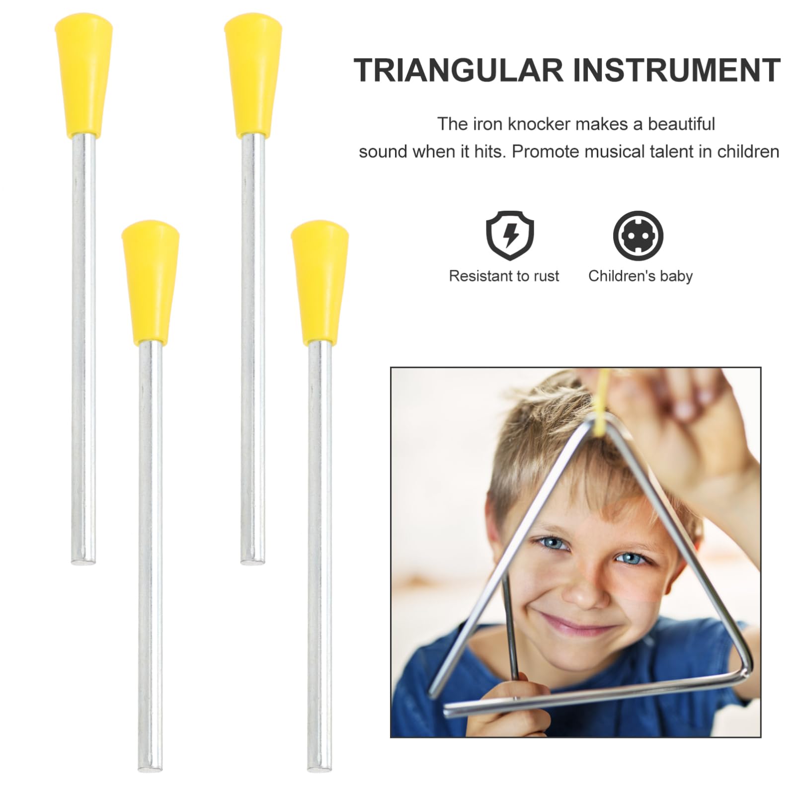 10-Piece Triangle Iron Percussion Sticks Set - Musical Instrument Mallets & Beaters for Kids - Durable Iron & Plastic Construction - Perfect for Music Education, Classroom Activities & Children's Percussion Practice