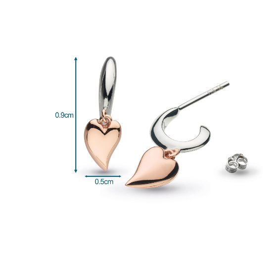 Silver Desire Kiss Blush Mini Heart Hoop Drop Earrings for Women - Dainty Rose Gold Plated Huggie Hoops, Valentine's Day Gift for Her, Everyday Wear & Date Night Jewelry