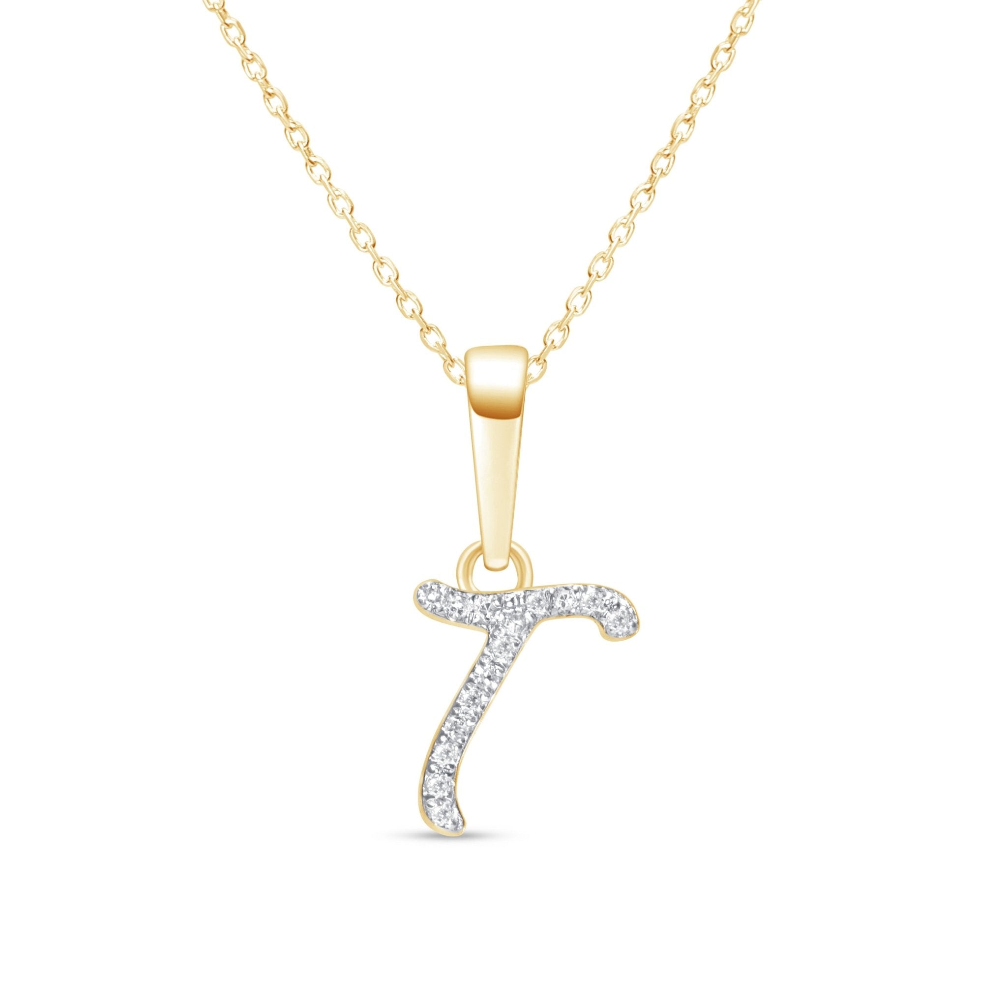 14K Yellow Gold Cursive Diamond Initial Necklace - Personalized Name Pendant for Women, Elegant Gift for Birthday, Anniversary & Valentine's Day | Perfect for Layering & Everyday Wear