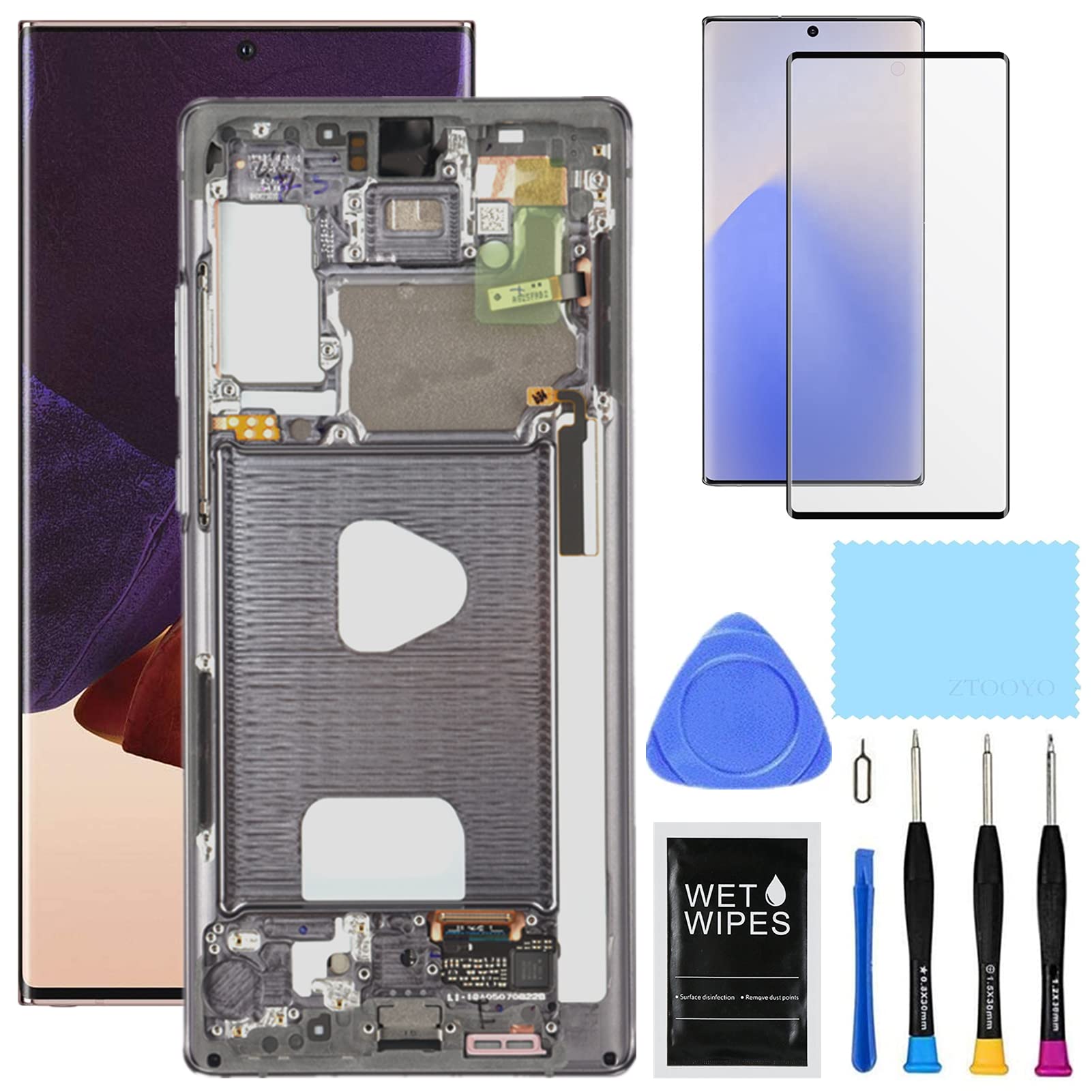 Samsung Galaxy Note 20 5G AMOLED Screen Replacement with Frame (6.7 Inch, Black) - Compatible with SM-N981/N981U/N981A/N981W Models | LCD Display & Digitizer Touch Screen Assembly | Perfect for Cracked or Damaged Screen Repair