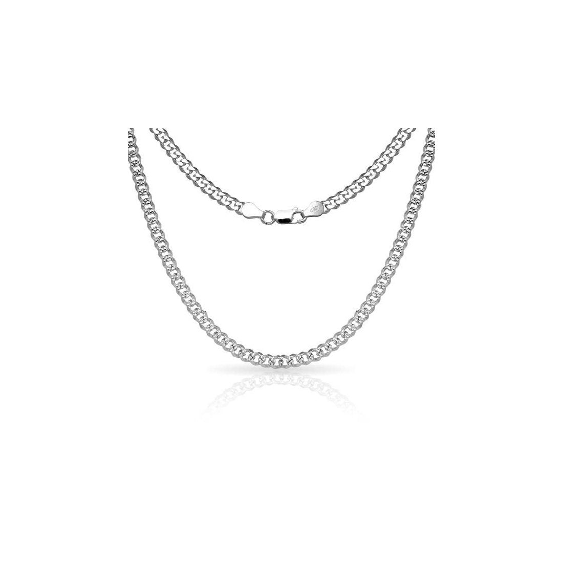 3MM 080 Curb Pave Link Chain - .925 Solid Sterling Silver Necklace (7-30 Inches) | Durable & Elegant Jewelry for Everyday Wear, Gifts & Special Occasions
