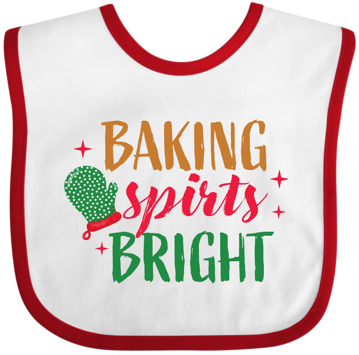 Inktastic Christmas Baking Spirits Bright Green Oven Mitt & Baby Bib Set - Perfect for Holiday Cooking, Baking, and Festive Family Gatherings