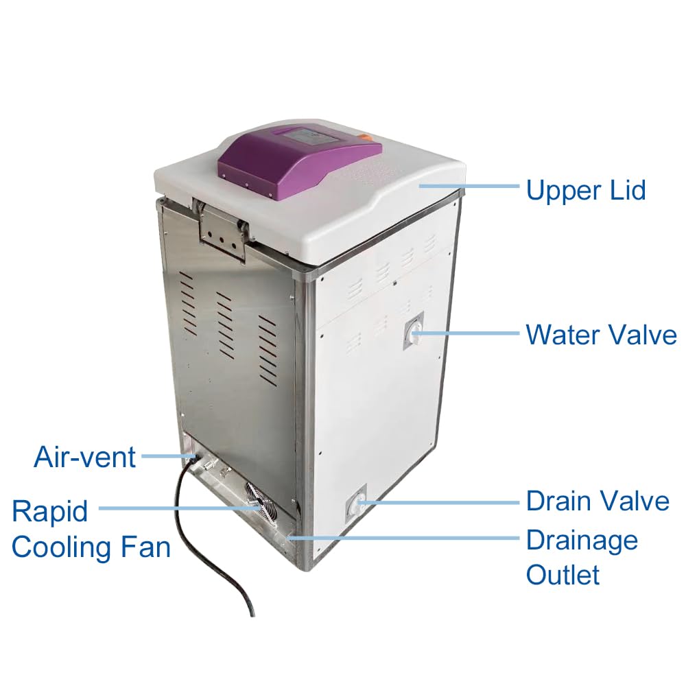 75L Vertical Scientific Steam Electric Sterilizer Autoclave - High Pressure Medical Sterilization Equipment with Anti-Scald Stainless Steel Shell for Hospitals, Labs & Dental Clinics (Fast US Shipping)