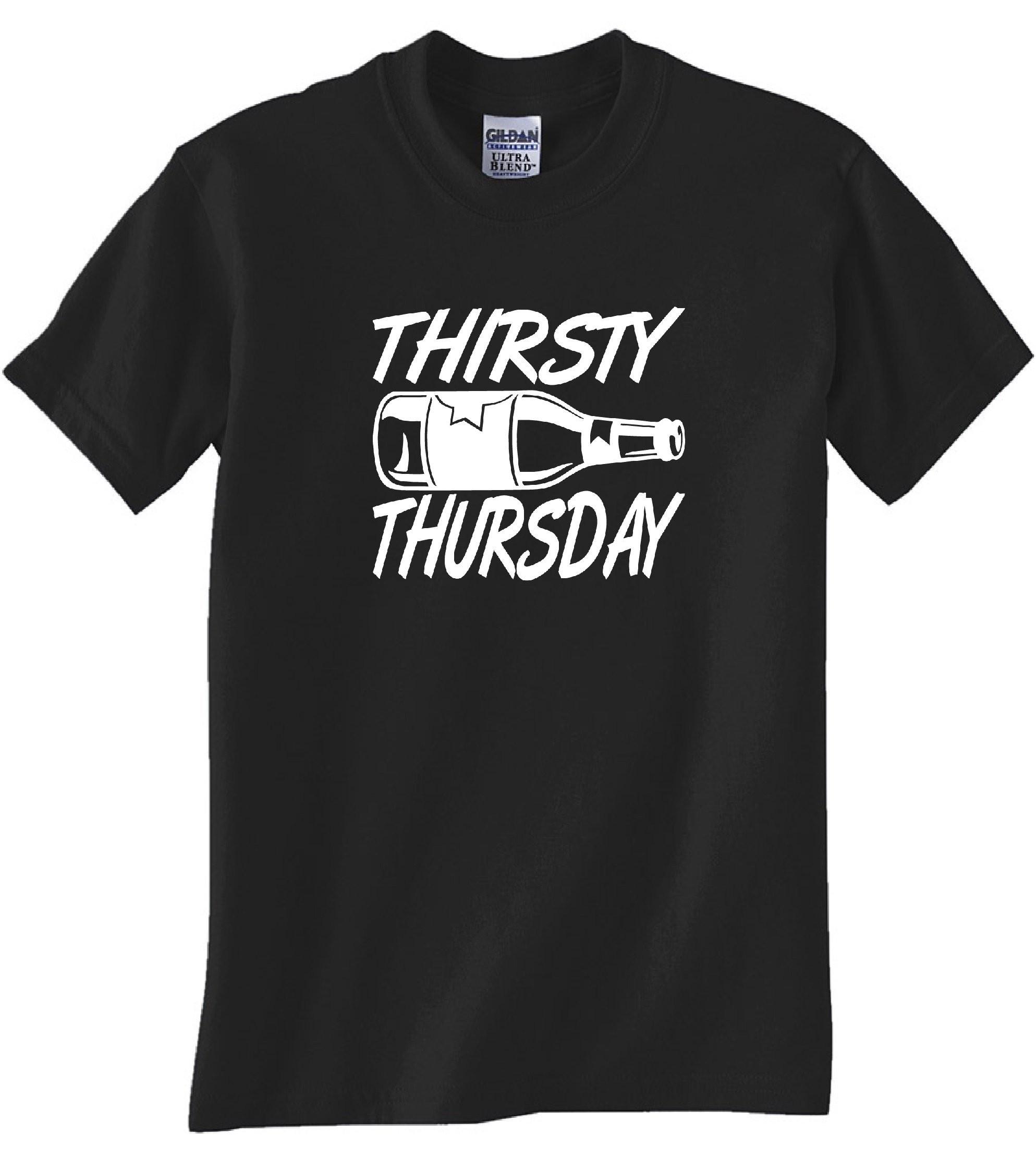 STUFF WITH ATTITUDE Thirsty Thursday Black Graphic T-Shirt - Cool Casual Cotton Tee for Men & Women - Perfect for Parties, Bar Hopping & Weekend Outfits